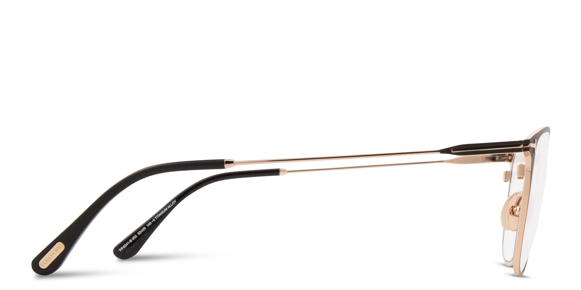 Shop TOM FORD T Logo Square Eyeglasses in Black On Gold online.