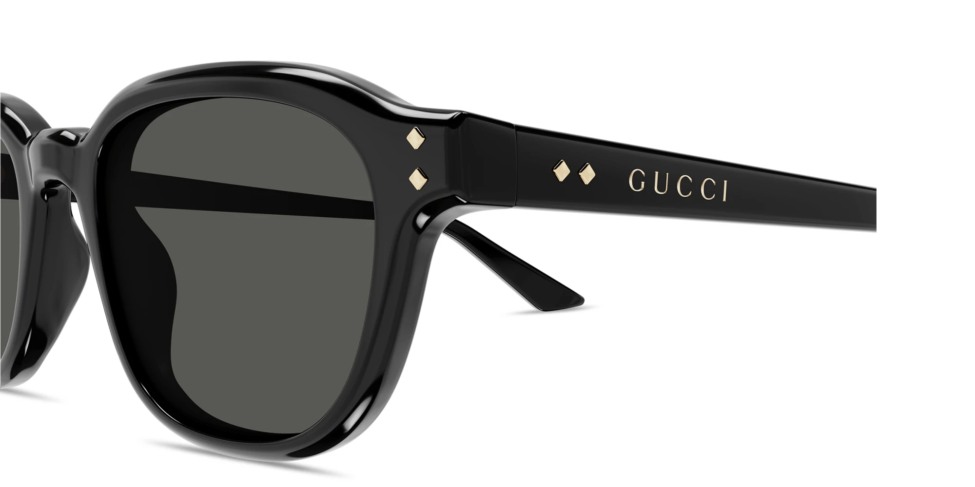 Shop GUCCI Gucci Rivets Square Sunglasses in Black online.