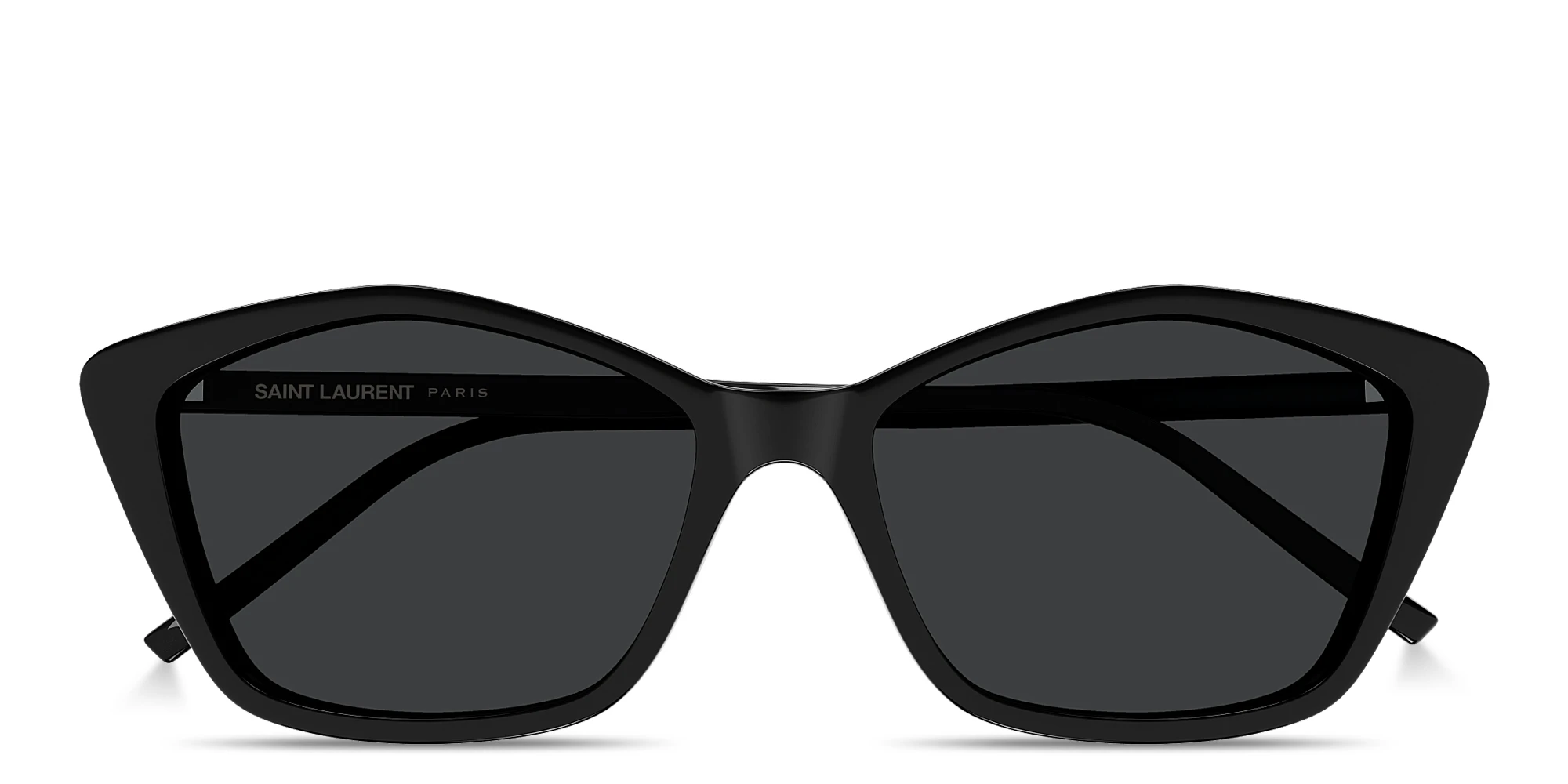 Shop SAINT LAURENT Logo Lettering Cat-Eye Sunglasses in Black online.