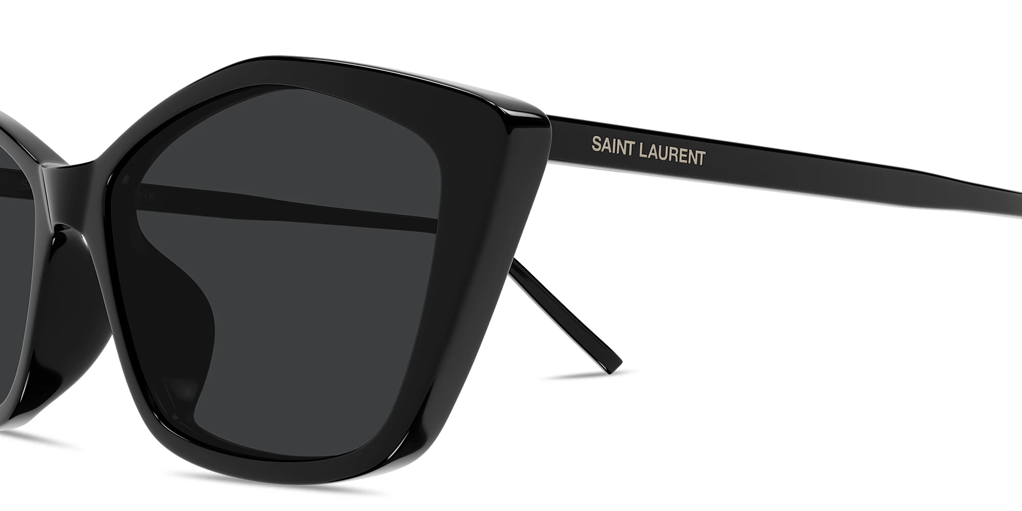 Shop SAINT LAURENT Logo Lettering Cat-Eye Sunglasses in Black online.