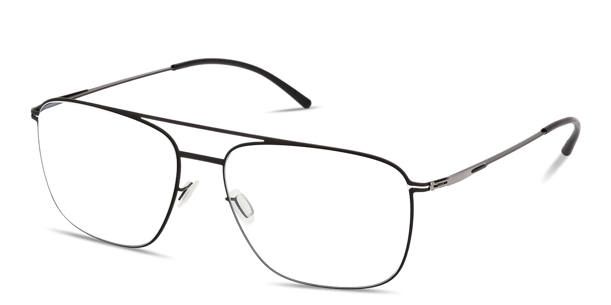 Shop ic! berlin Wes Unisex Wide Aviator Eyeglasses in Matte Black online.