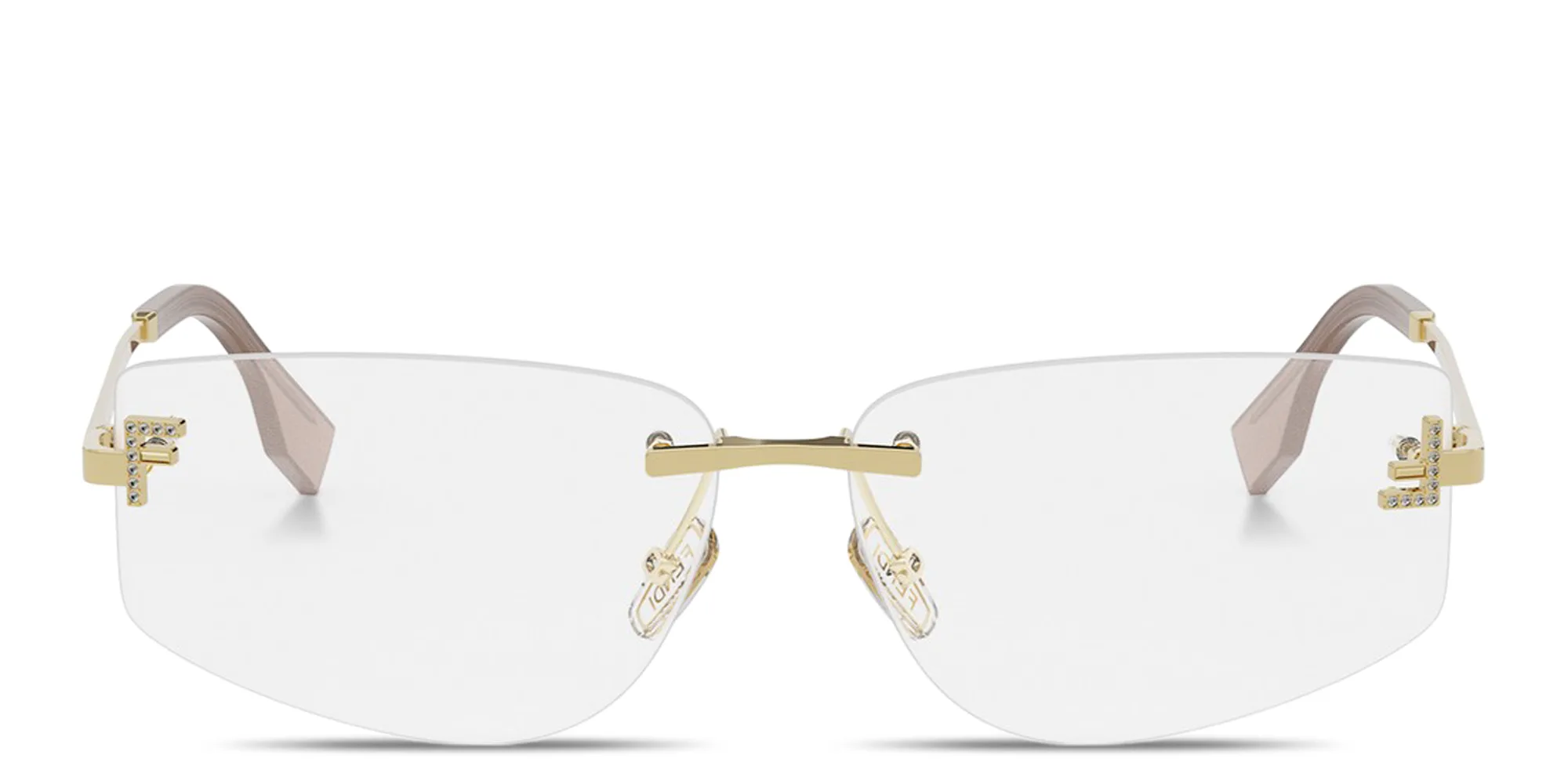 تسوق نظارات طبية فندي فيرست كريستال واسعة غير منتظمة بدون إطار فيندي بلون ذهبي أونلاين.