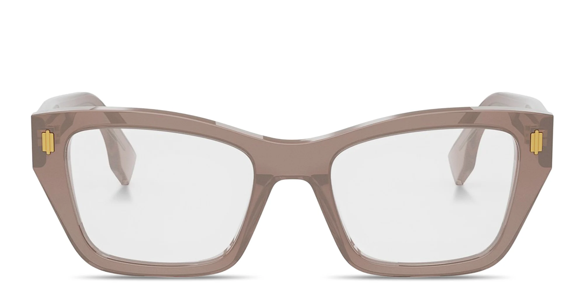 Shop FENDI Fendi Roma Square Eyeglasses in Transparent Brown online.