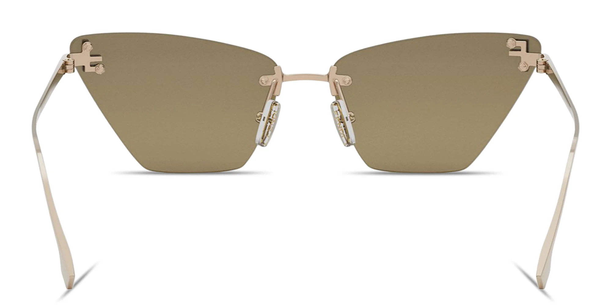 Shop FENDI Fendi First Crystal Rimless Cat-Eye Sunglasses in Gold online.
