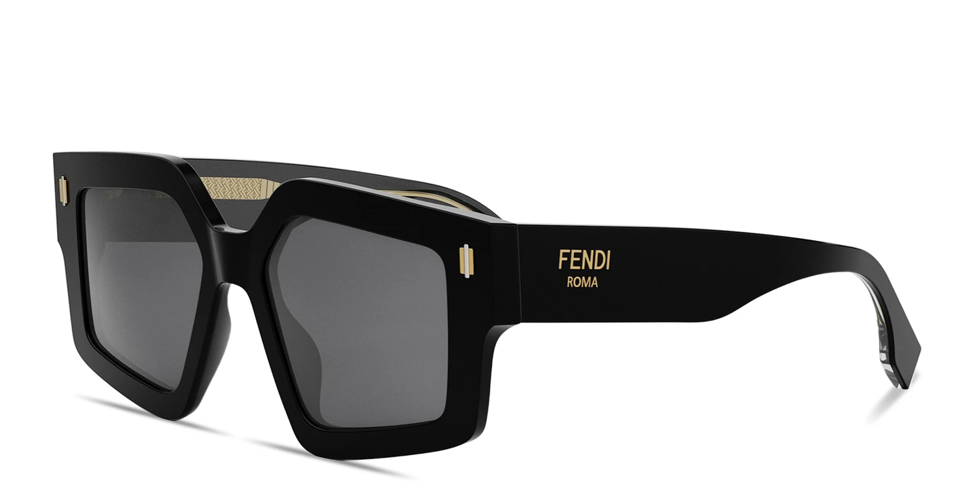 Shop FENDI Roma Square Sunglasses in Black online.