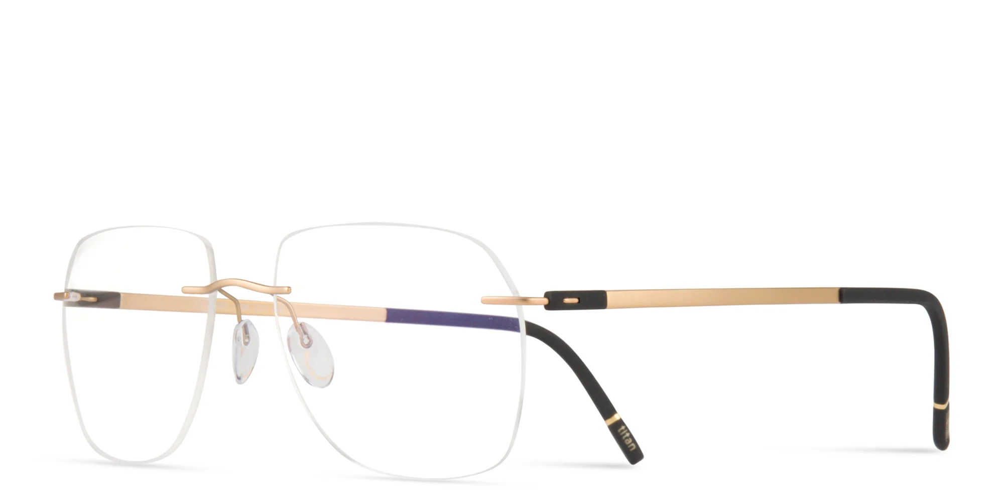 Shop Silhouette The Dawn Wide Rimless Square Eyeglasses in Gold online.