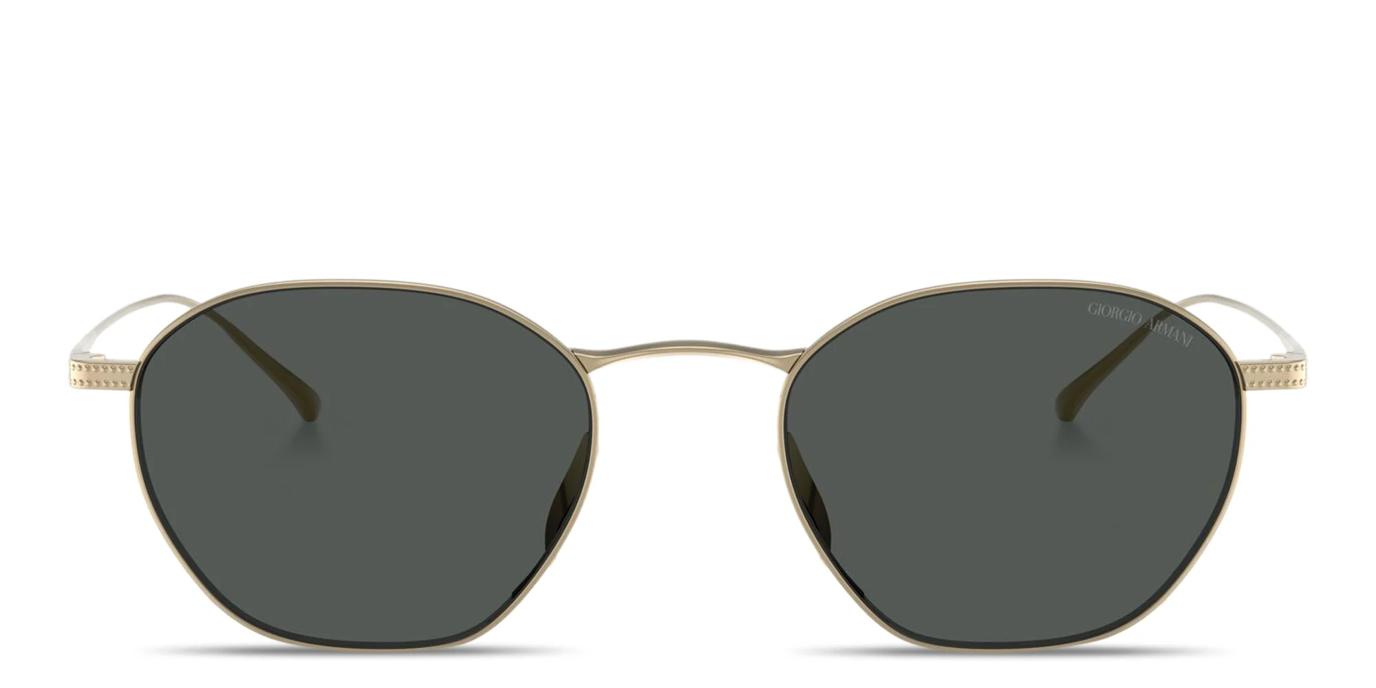 Shop GIORGIO ARMANI Engraved Logo Square Sunglasses in Gold online.