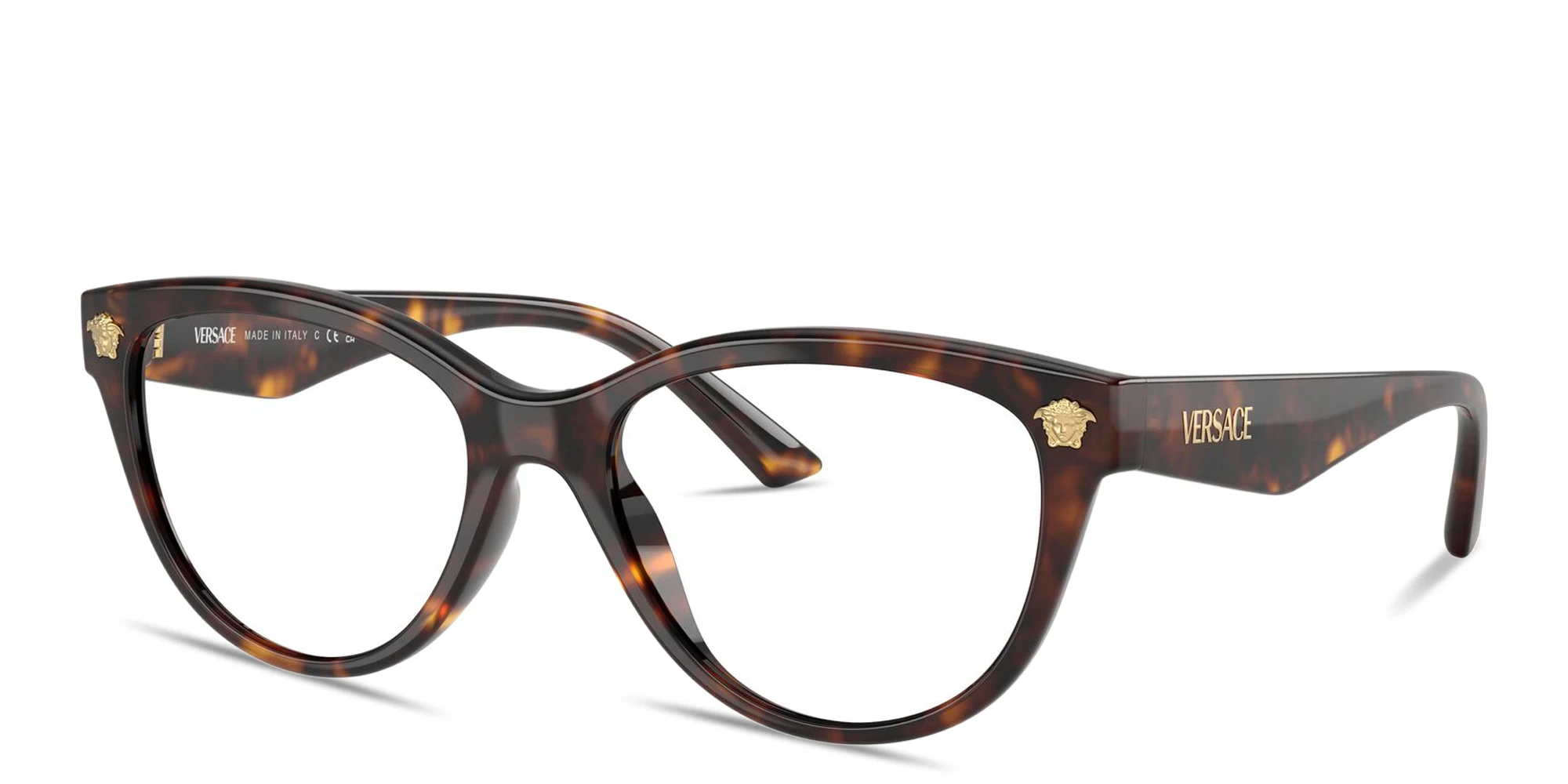 Shop VERSACE Medusa Cat-Eye Eyeglasses in Havana online.