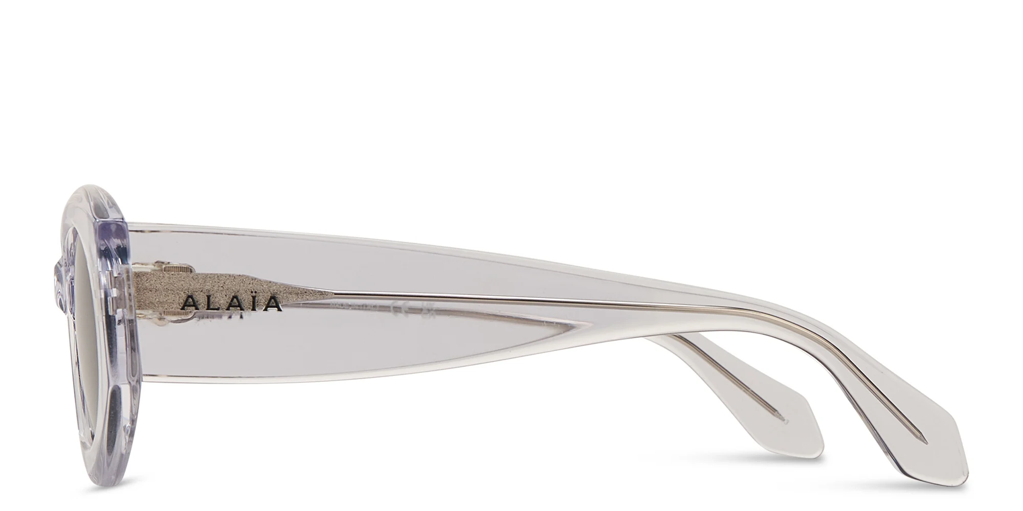 Shop ALAIA Logo Signature Oval Sunglasses in Crystal online.