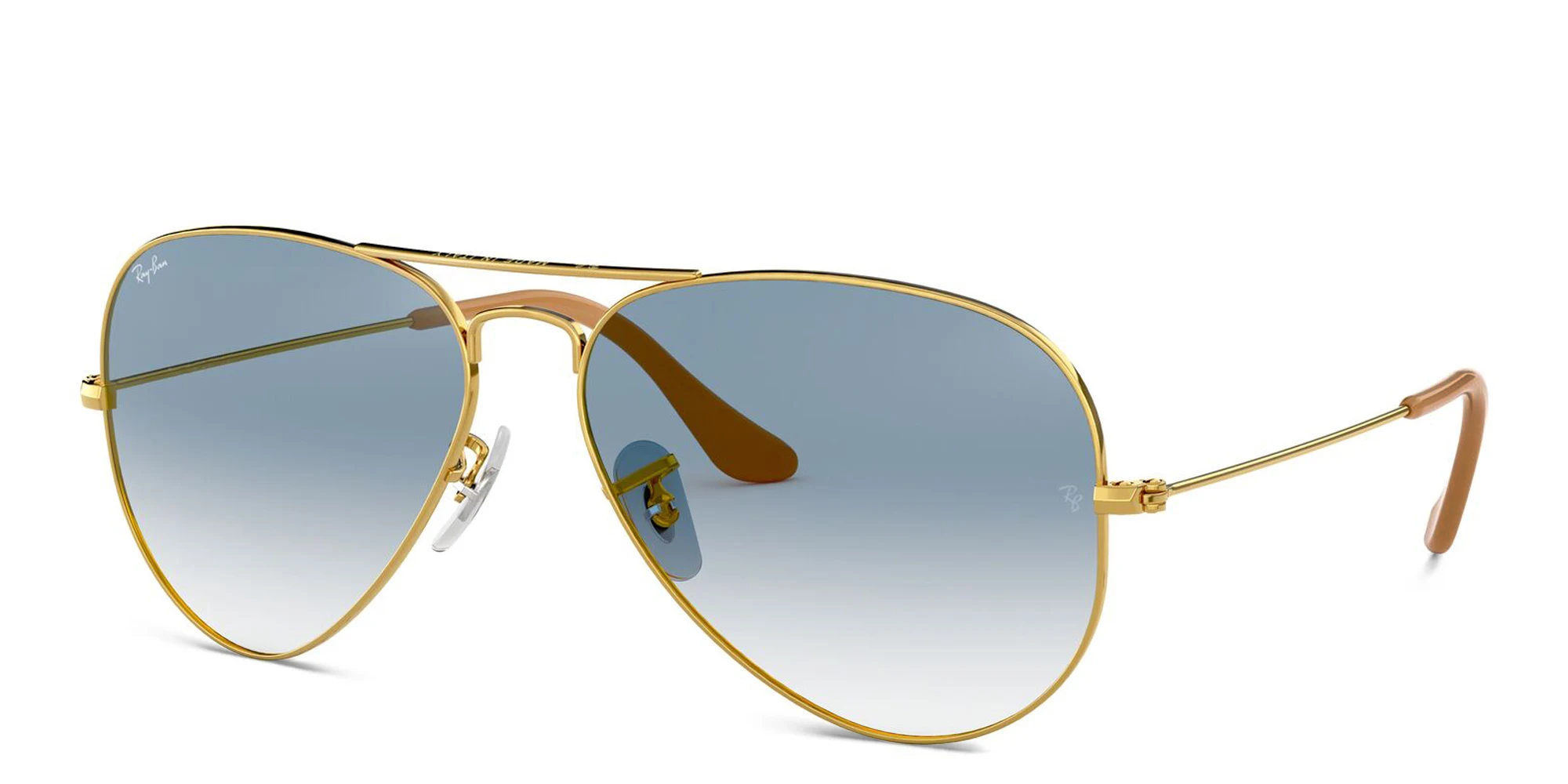 Shop Ray-Ban Aviator Gradient Sunglasses in Gold online.