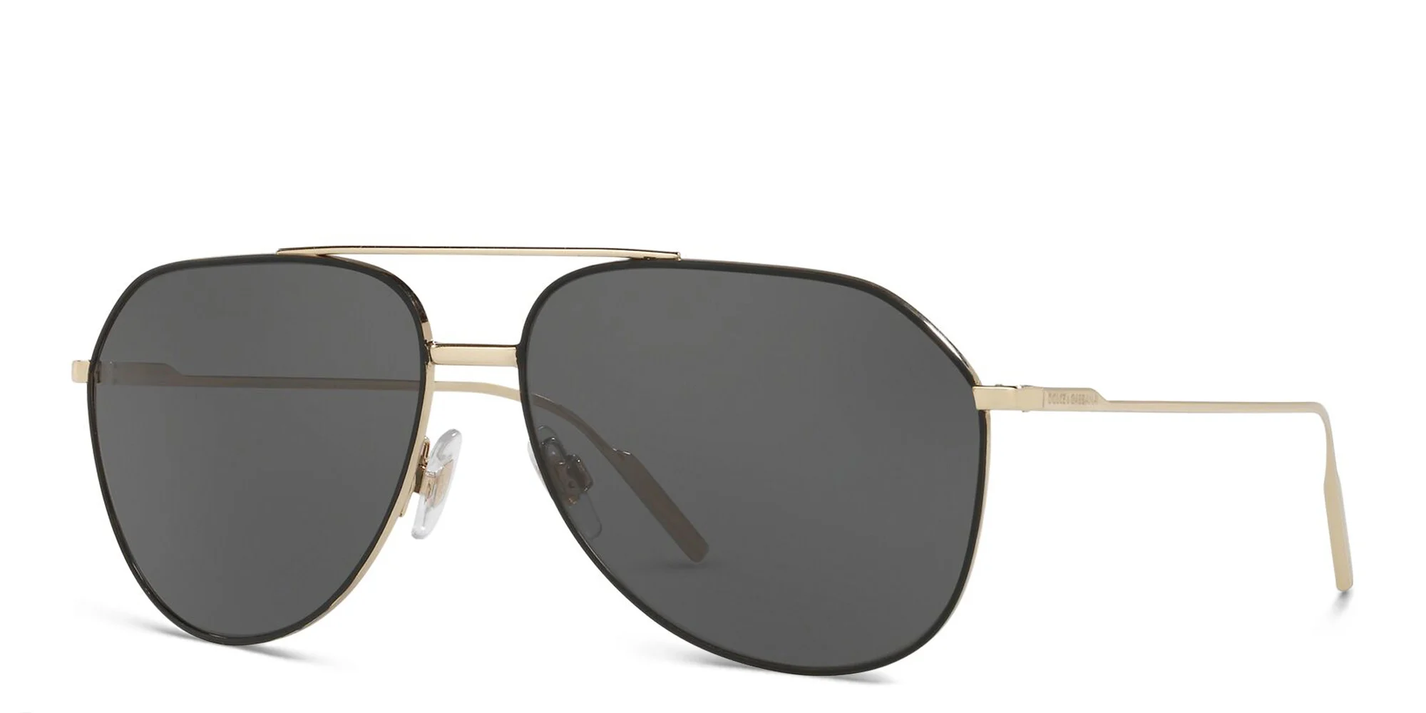 Shop Dolce & Gabbana Wide Aviator Sunglasses in Black online.