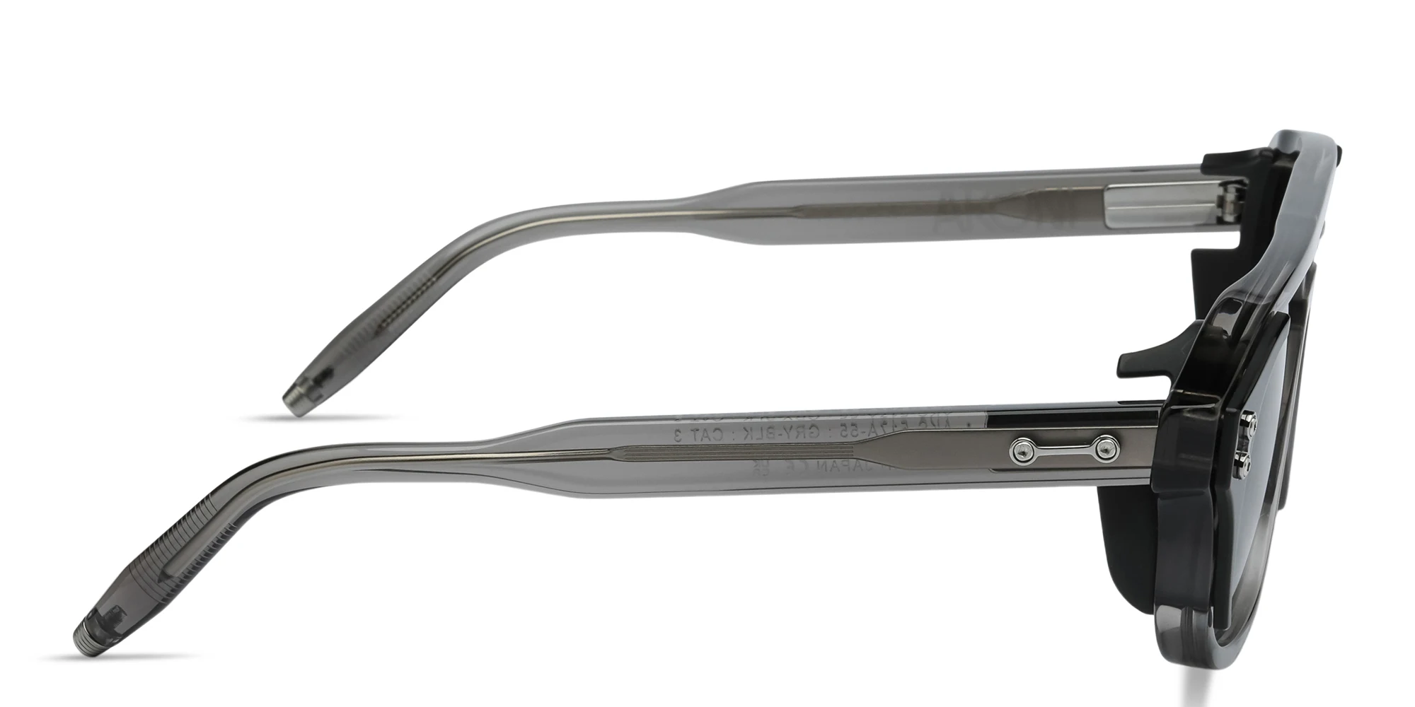 Shop AKONI Phoenix Unisex Aviator Sunglasses in Crystal Grey online.