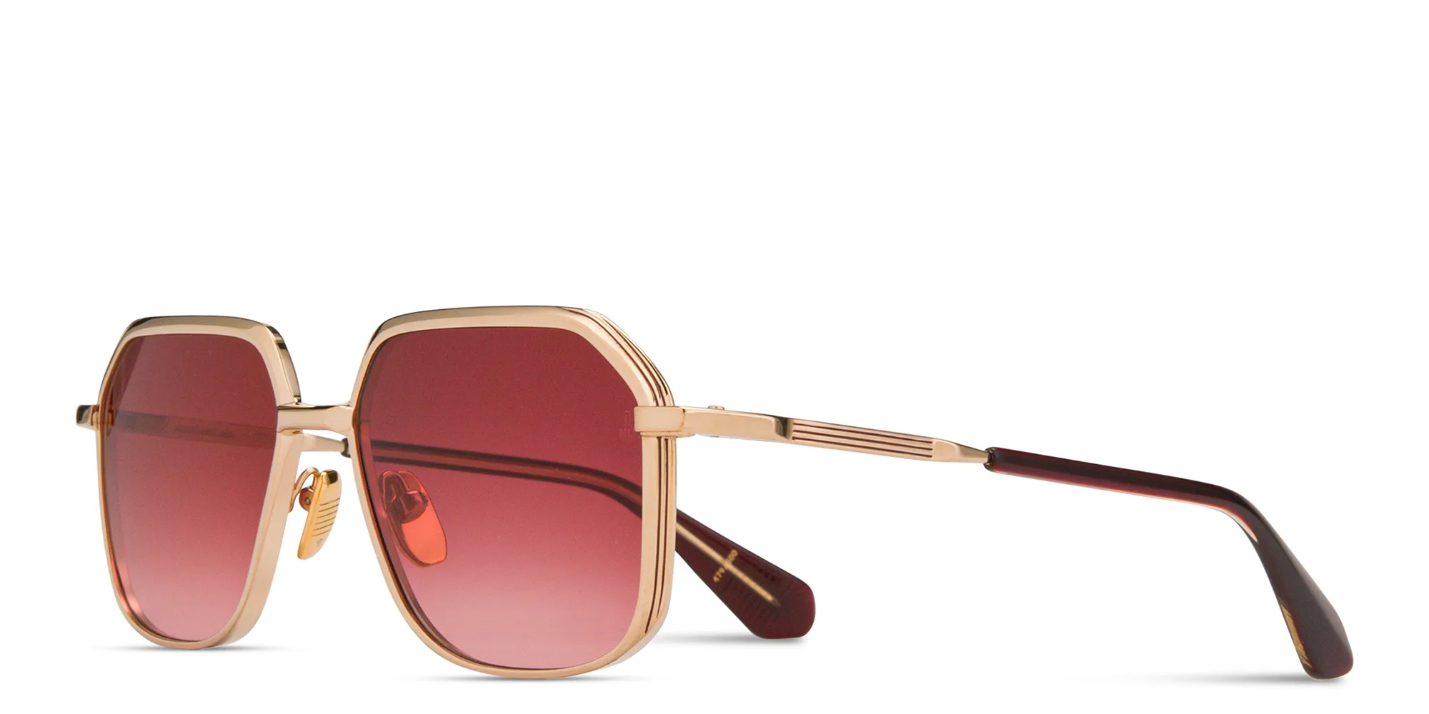 Shop JACQUES MARIE MAGE Aida Unisex Irregular Sunglasses in Light Gold online.