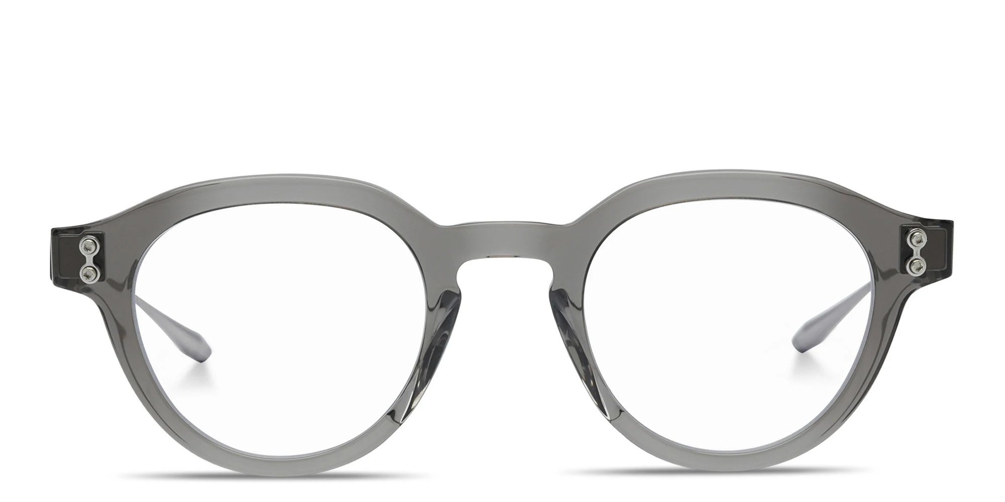 Shop AKONI Wise Three Unisex Panthos Eyeglasses in Crystal Grey online.