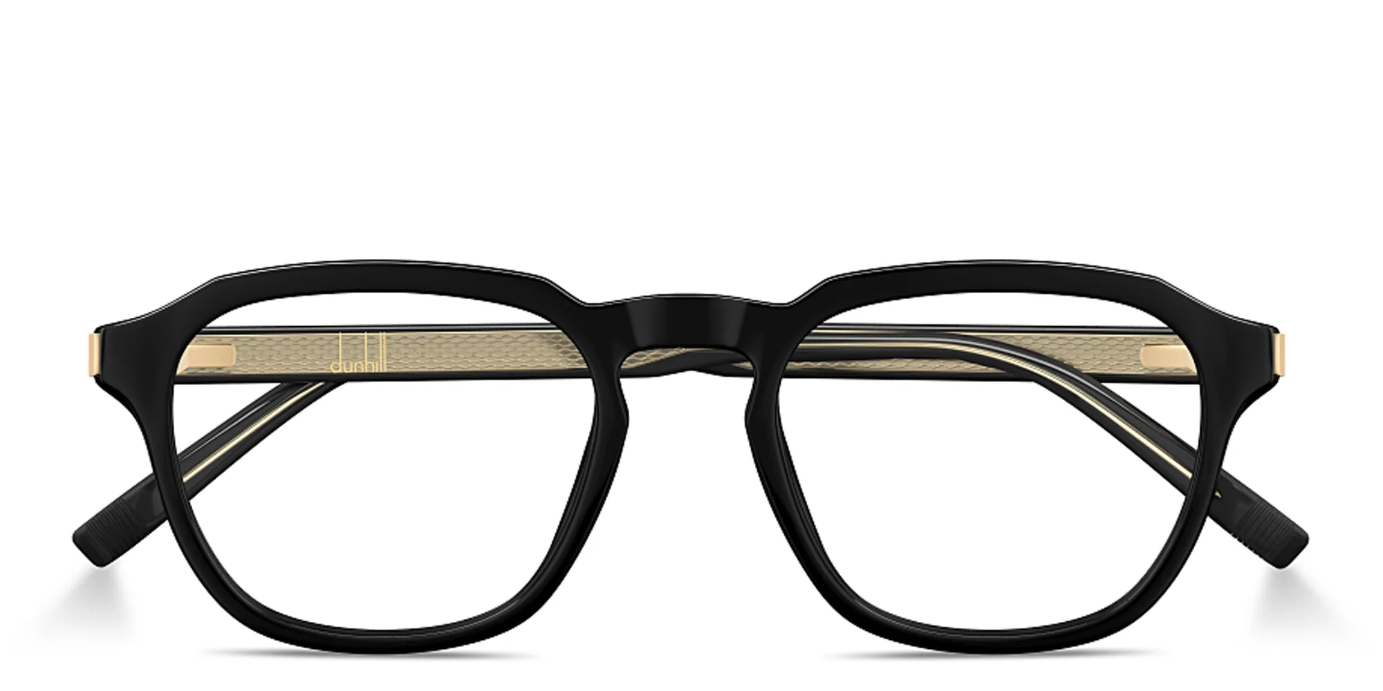 Shop Dunhill Rollagas Acetate Wide Panthos Eyeglasses in Black online.