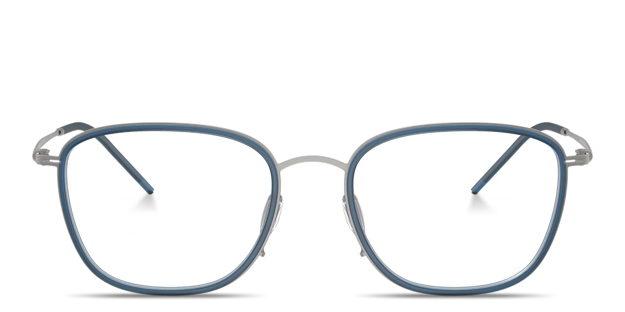 Shop GIORGIO ARMANI Engraved Logo Square Eyeglasses in Gunmetal online.