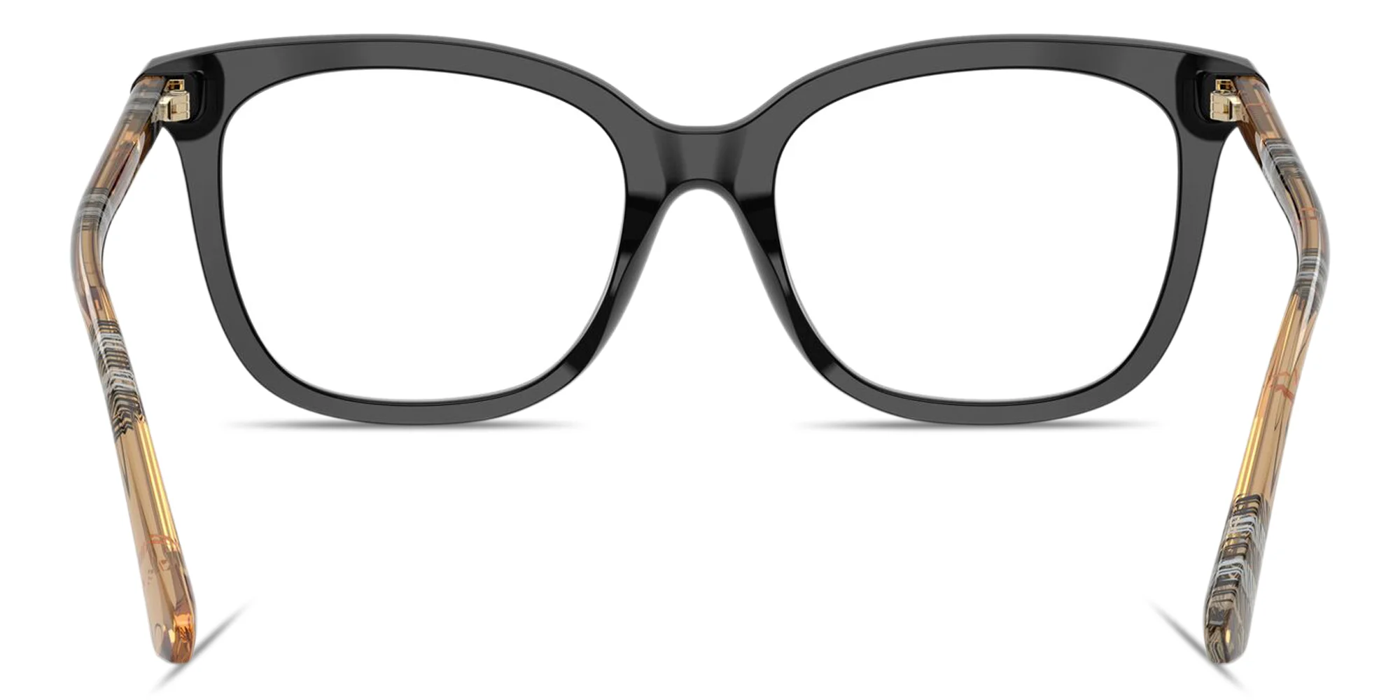 Shop BURBERRY Vintage Check Square Eyeglasses in Black online.