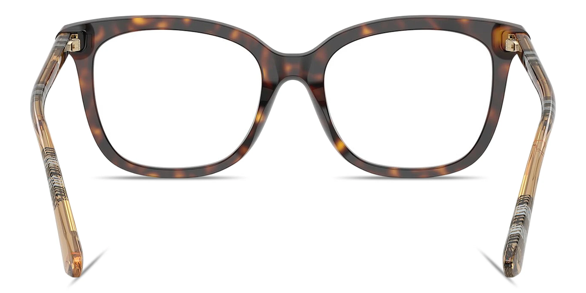 Shop BURBERRY Check Square Eyeglasses in Dark Havana online.