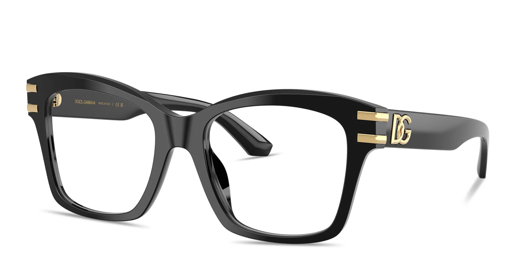 Shop Dolce & Gabbana DG Motif Square Eyeglasses in Black online.