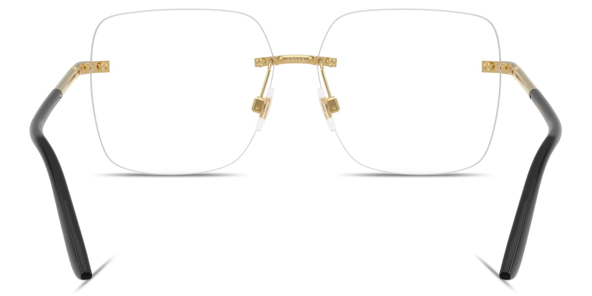 Shop Dolce & Gabbana Logo Signature Rimless Wide Square Eyeglasses in Gold online.