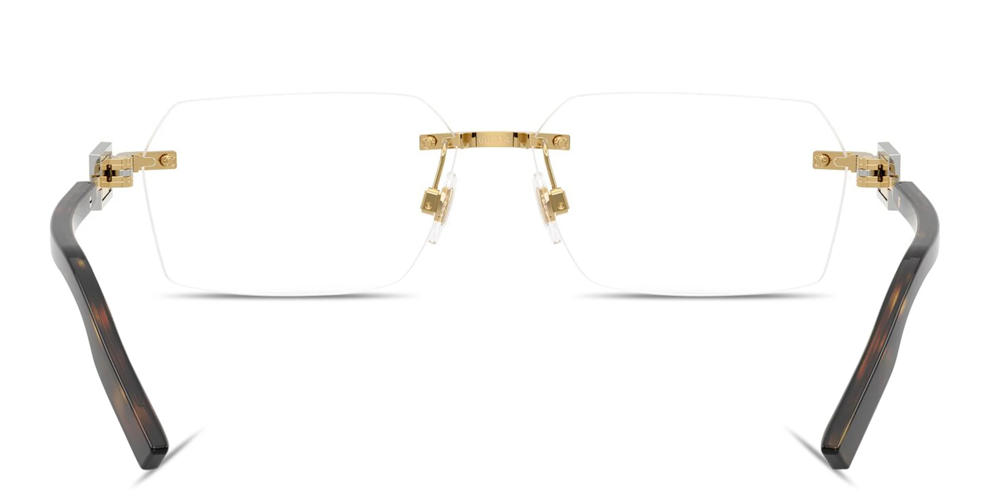 Shop Dolce & Gabbana Logo Signature Rimless Wide Rectangle Eyeglasses in Gold online.
