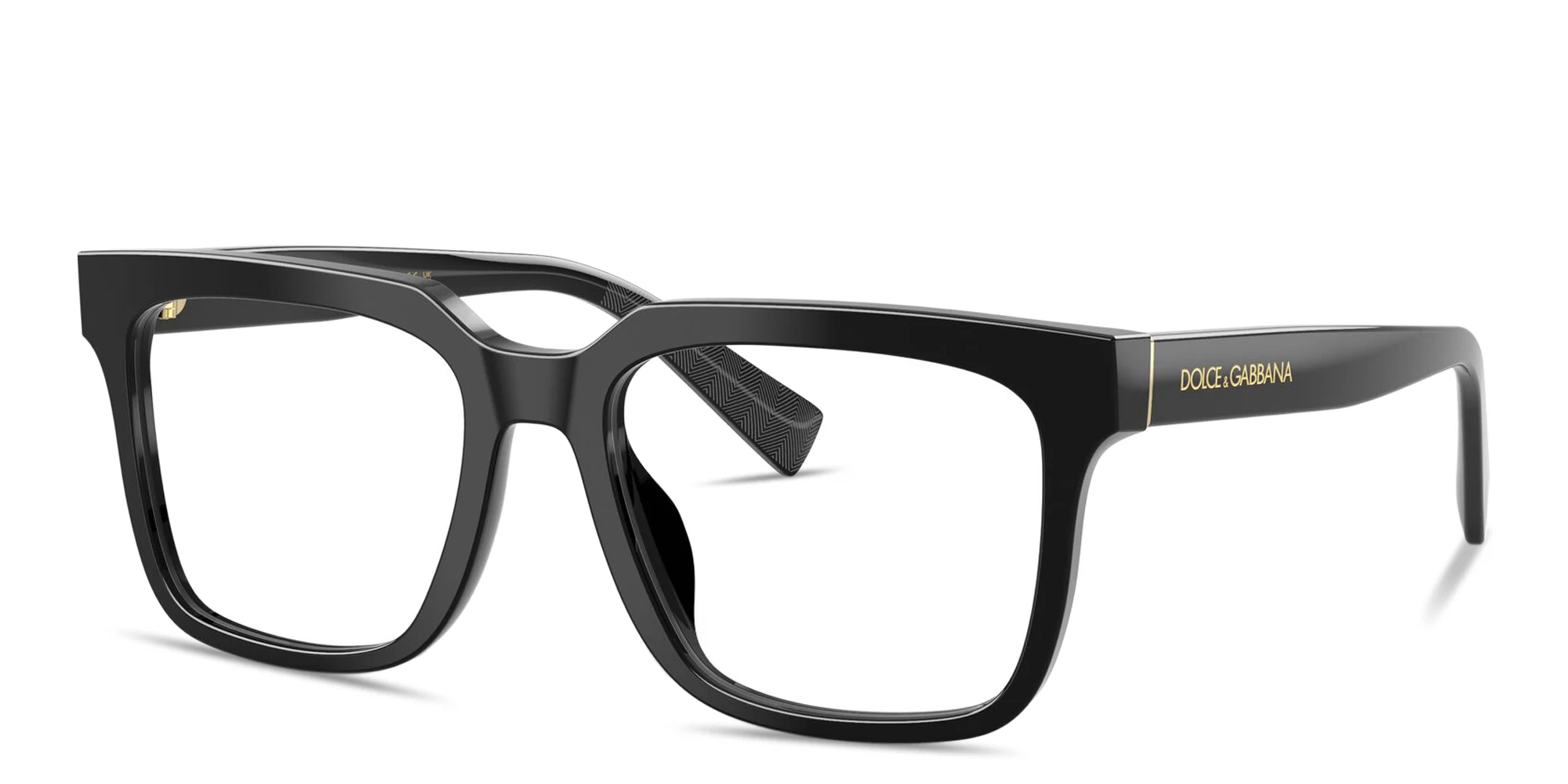 Shop Dolce & Gabbana Logo Lettering Square Eyeglasses in Black online.