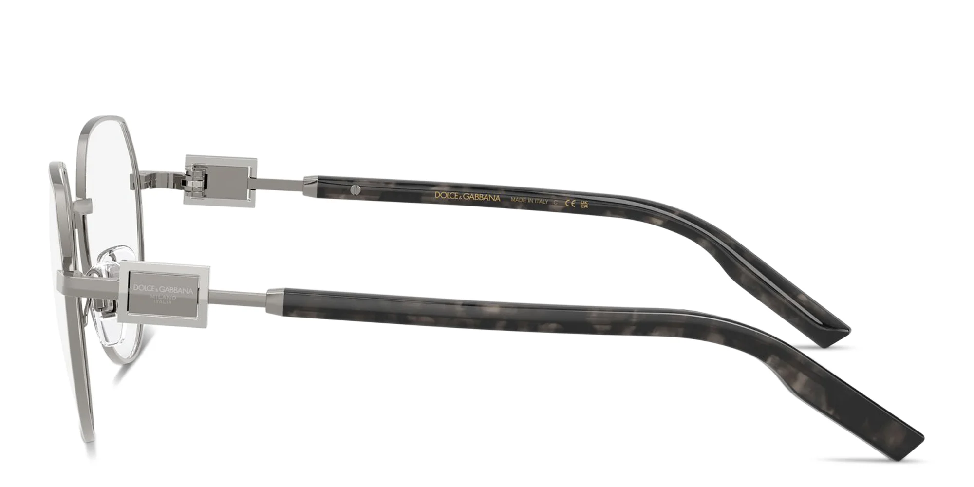 Shop Dolce & Gabbana Logo Signature Panthos Eyeglasses in Gunmetal online.