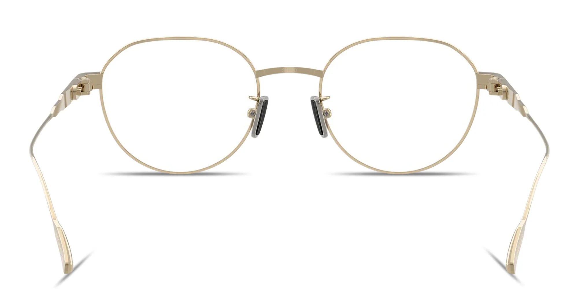 Shop Moncler Logo Signature Unisex Round Eyeglasses in Gold online.