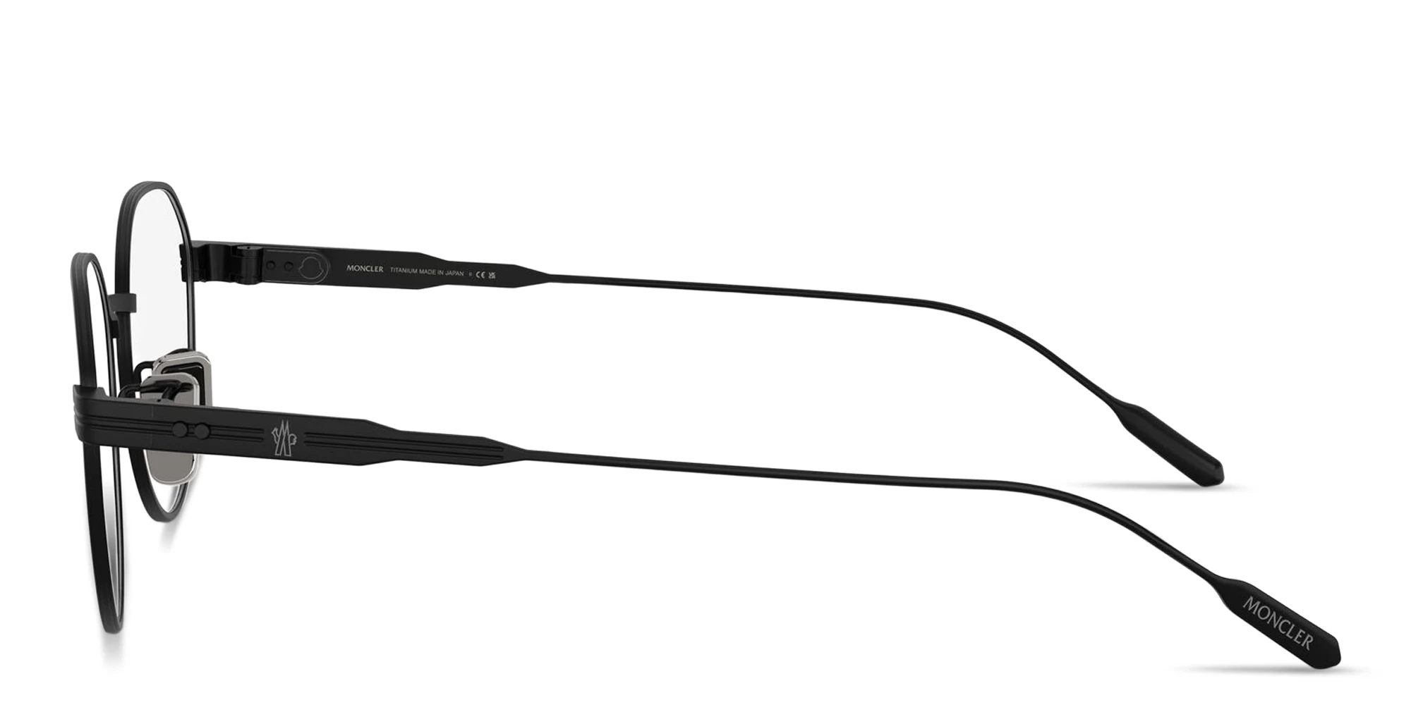 Shop Moncler Logo Signature Unisex Round Eyeglasses in Black online.