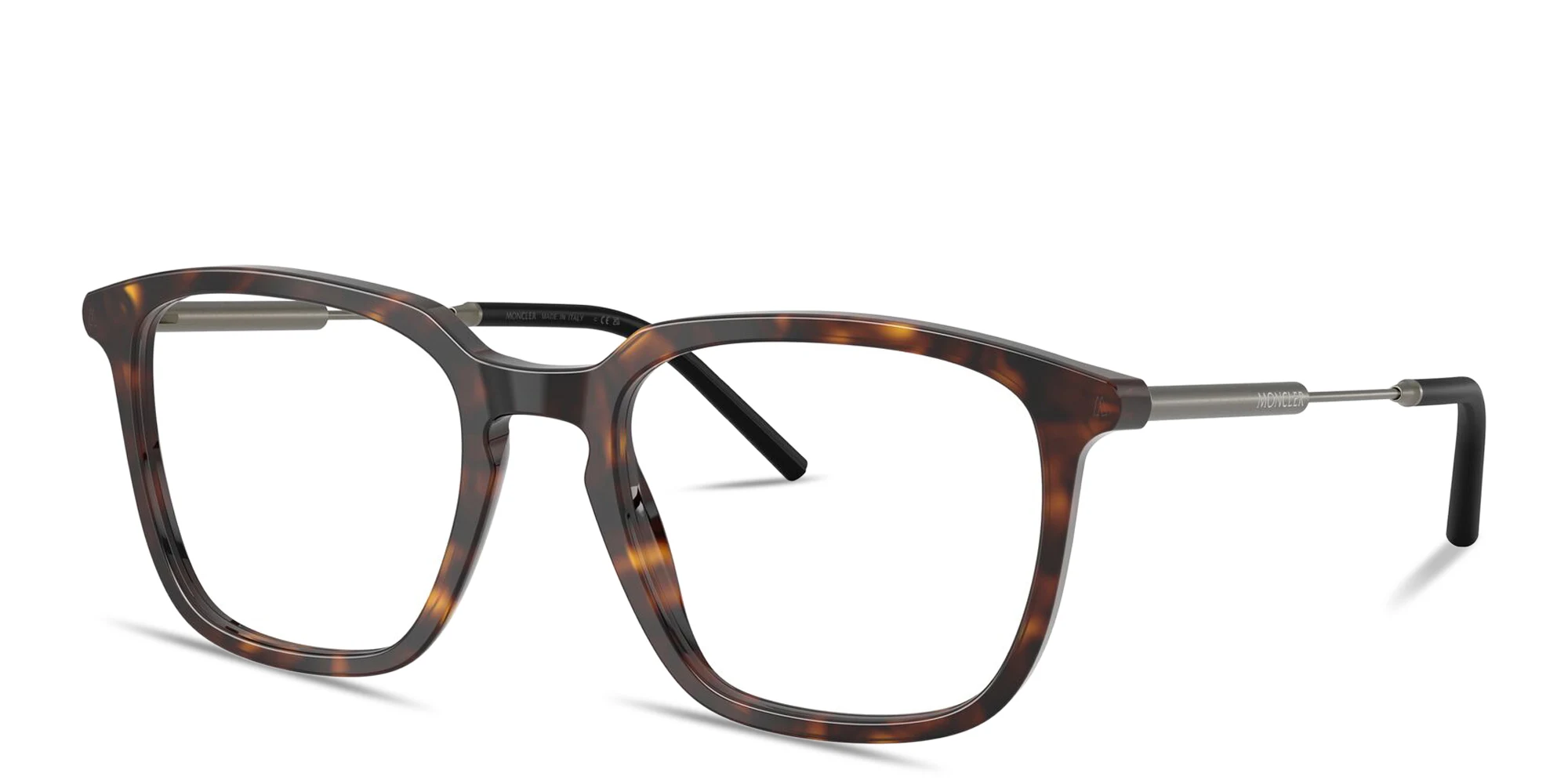 Shop Moncler Logo Signature Unisex Panthos Eyeglasses in Havana online.