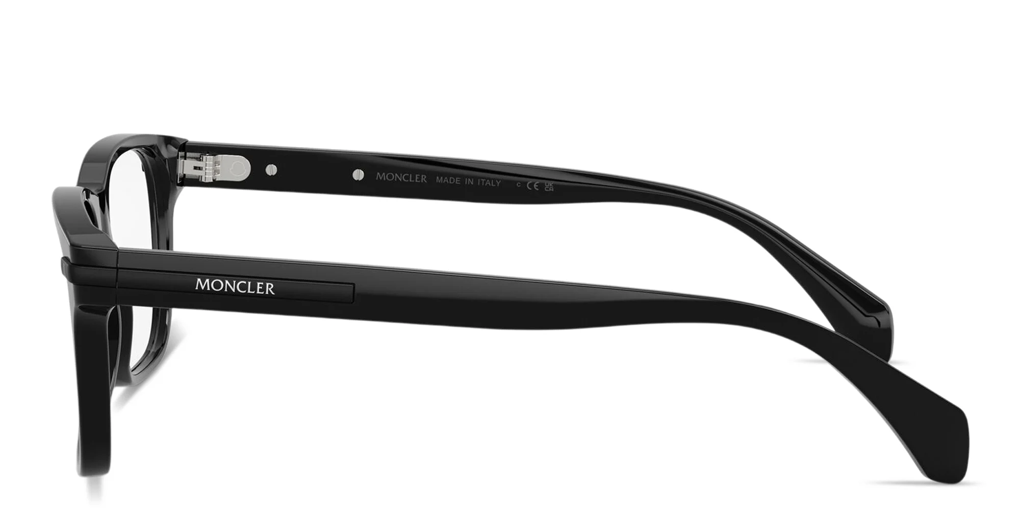 Shop Moncler Logo Signature Unisex Pillow Eyeglasses in Shiny Black online.