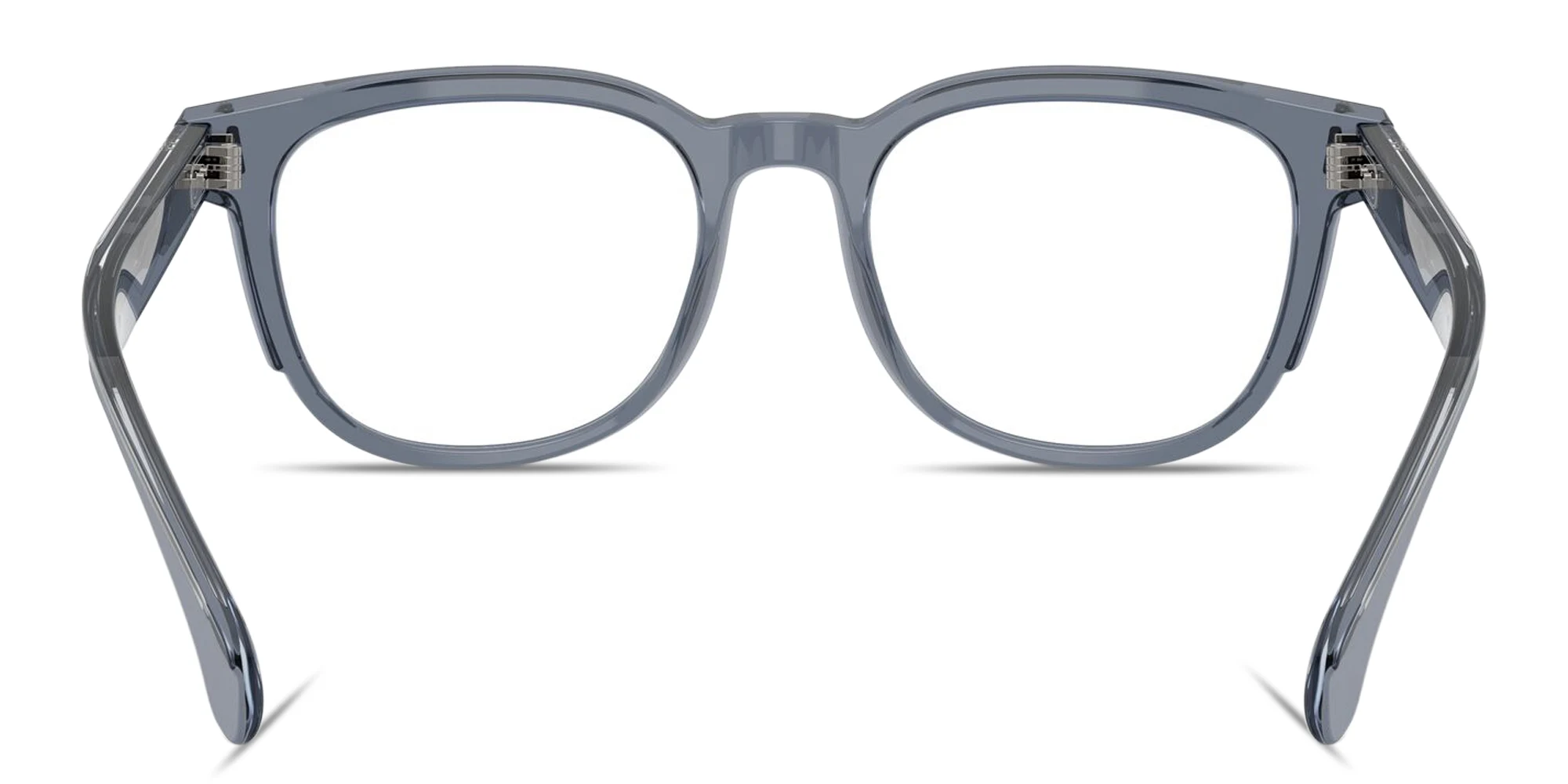Shop Moncler Logo Signature Unisex Square Eyeglasses in Transparent Blue online.