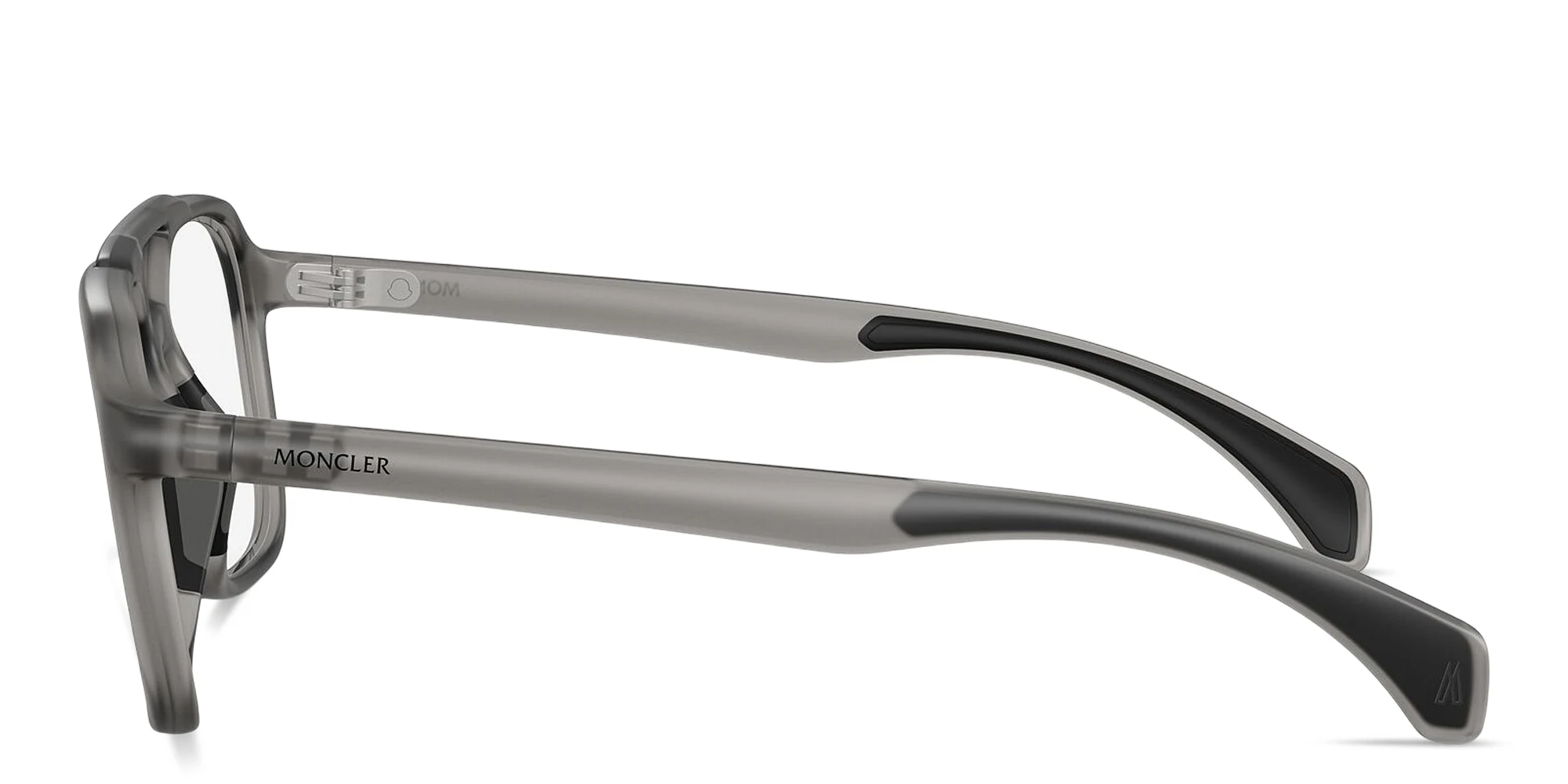 Shop Moncler Logo Signature Unisex Square Eyeglasses in Grey online.