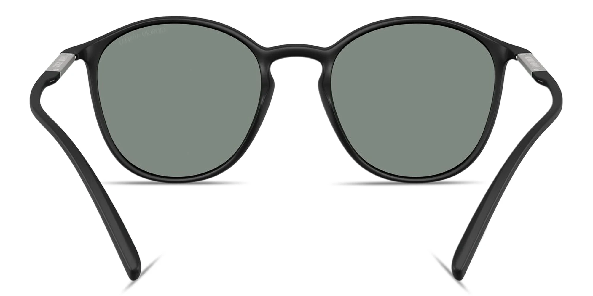 Shop GIORGIO ARMANI Logo Lettering Panthos Sunglasses in Black online.