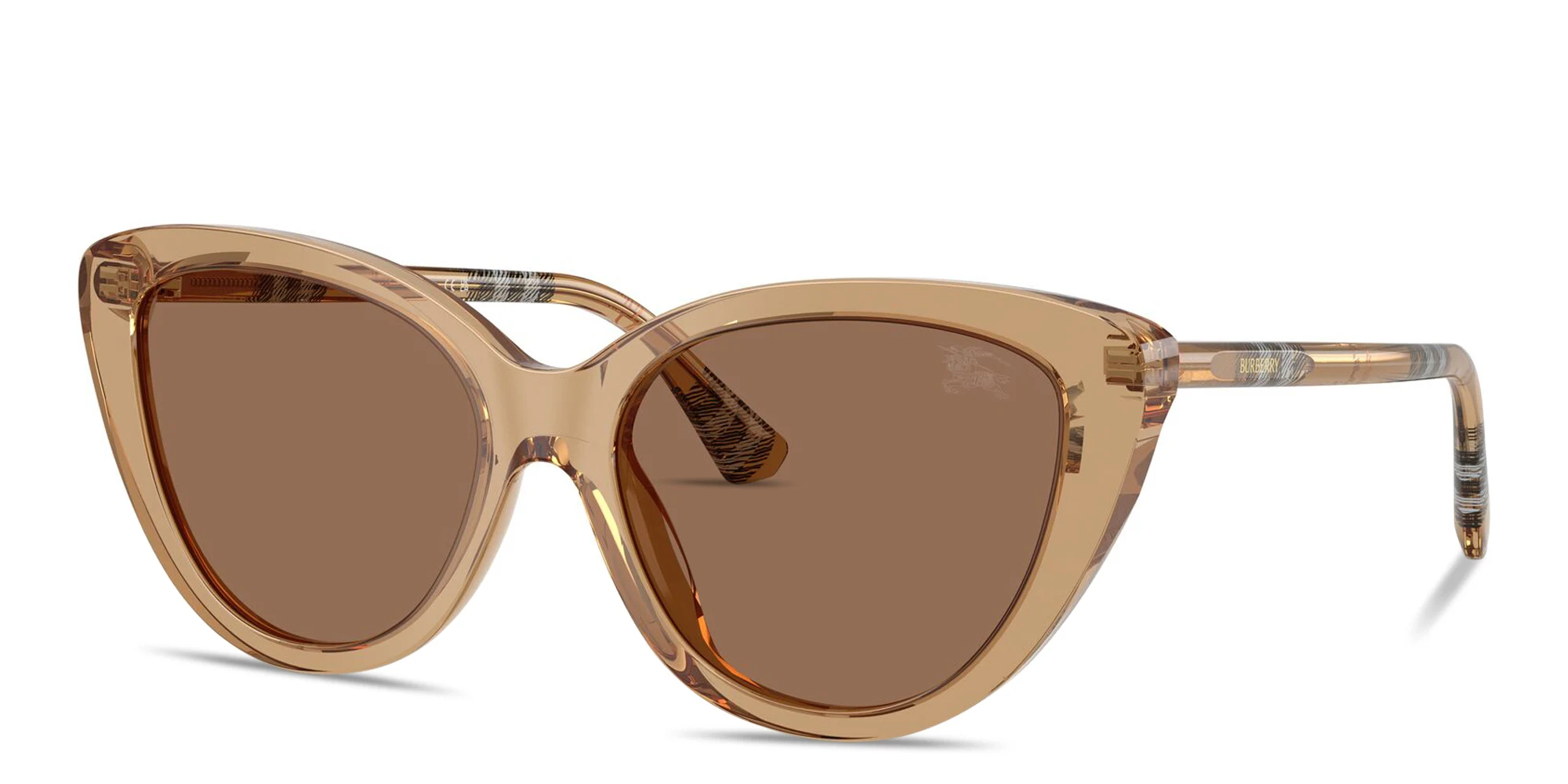 Shop BURBERRY Vintage Check Cat-Eye Sunglasses in Transparent Brown online.
