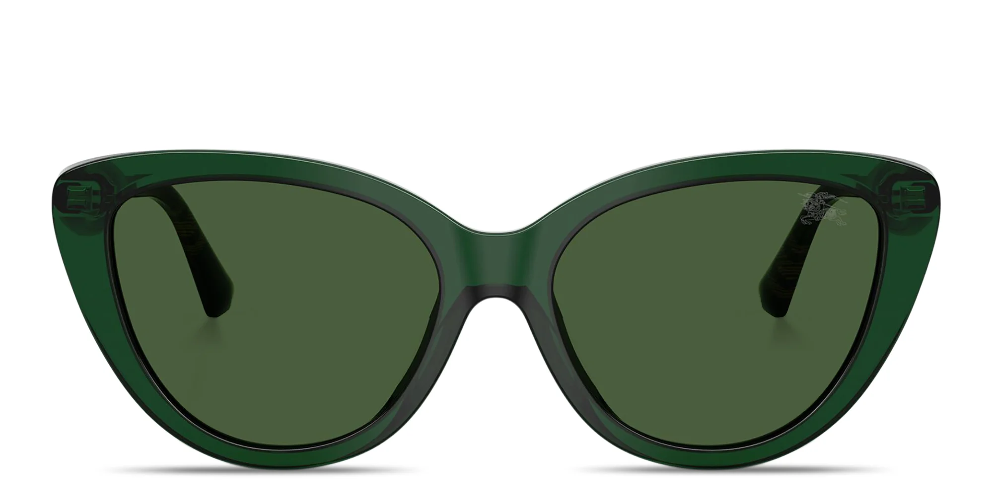 Shop BURBERRY Logo Lettering Cat-Eye Sunglasses in Transparent Green online.