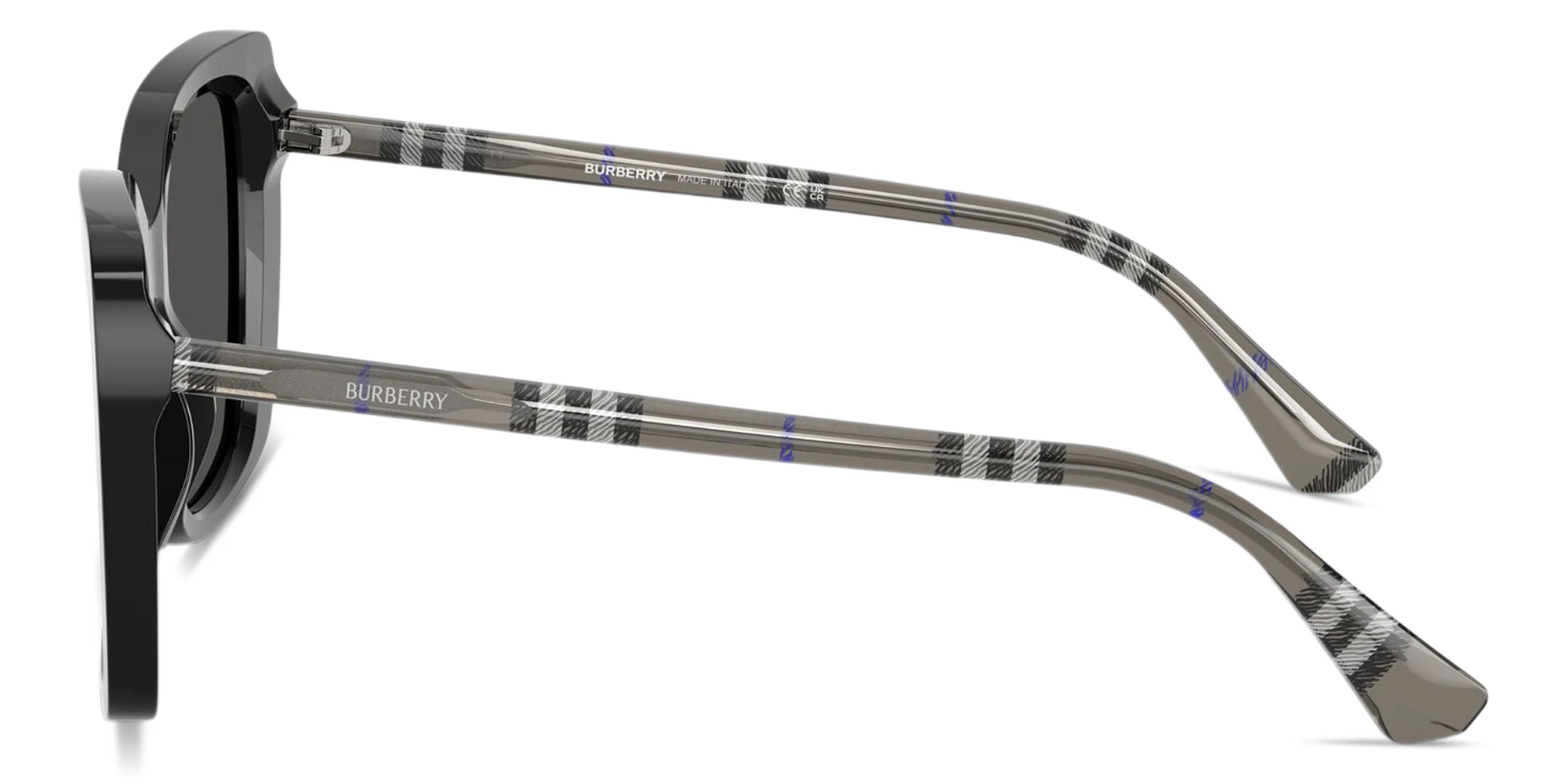 Shop BURBERRY Vintage Check Oversized Square Sunglasses in Black online.