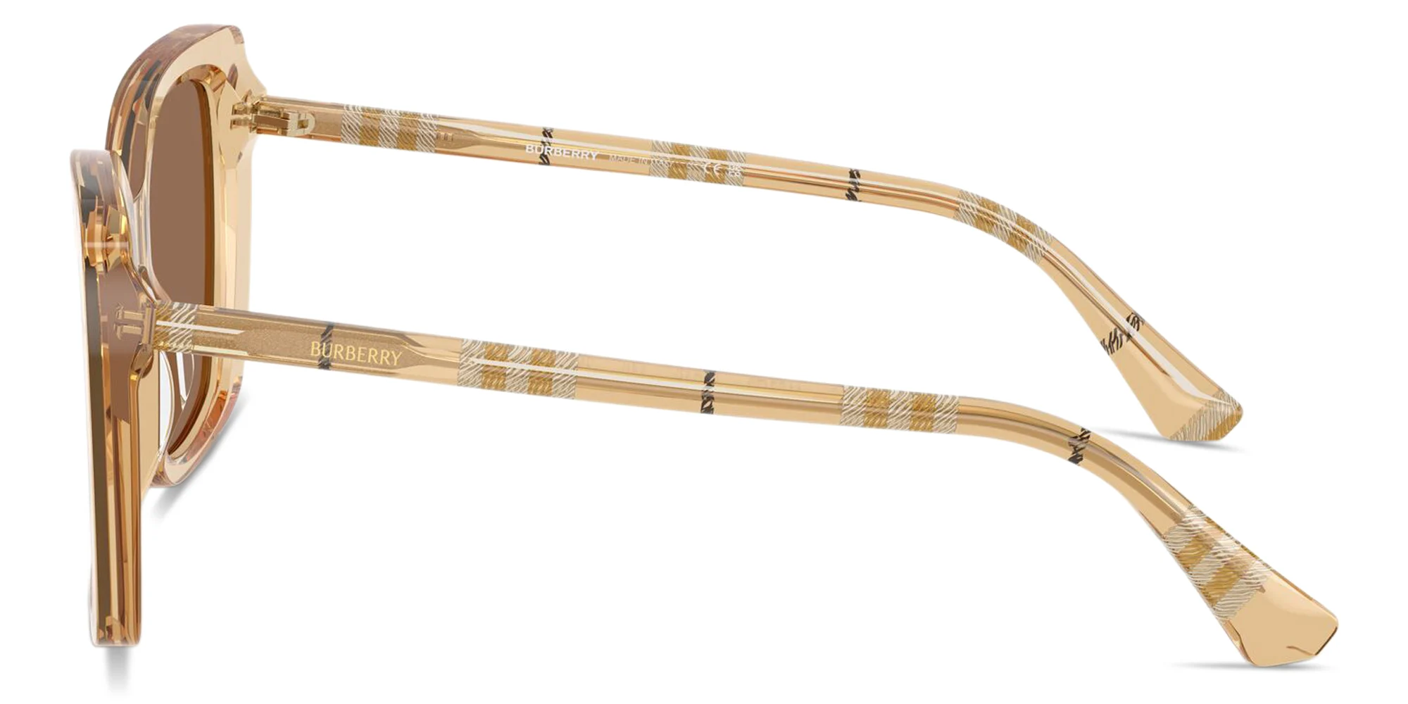 Shop BURBERRY Vintage Check Oversized Square Sunglasses in Transparent Brown online.
