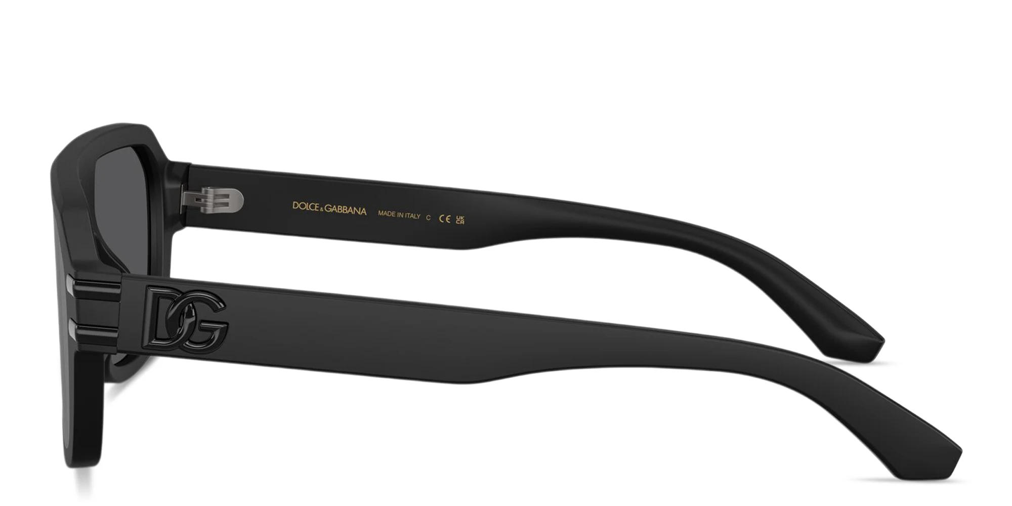 Shop Dolce & Gabbana DG Emblem Aviator Sunglasses in Black online.