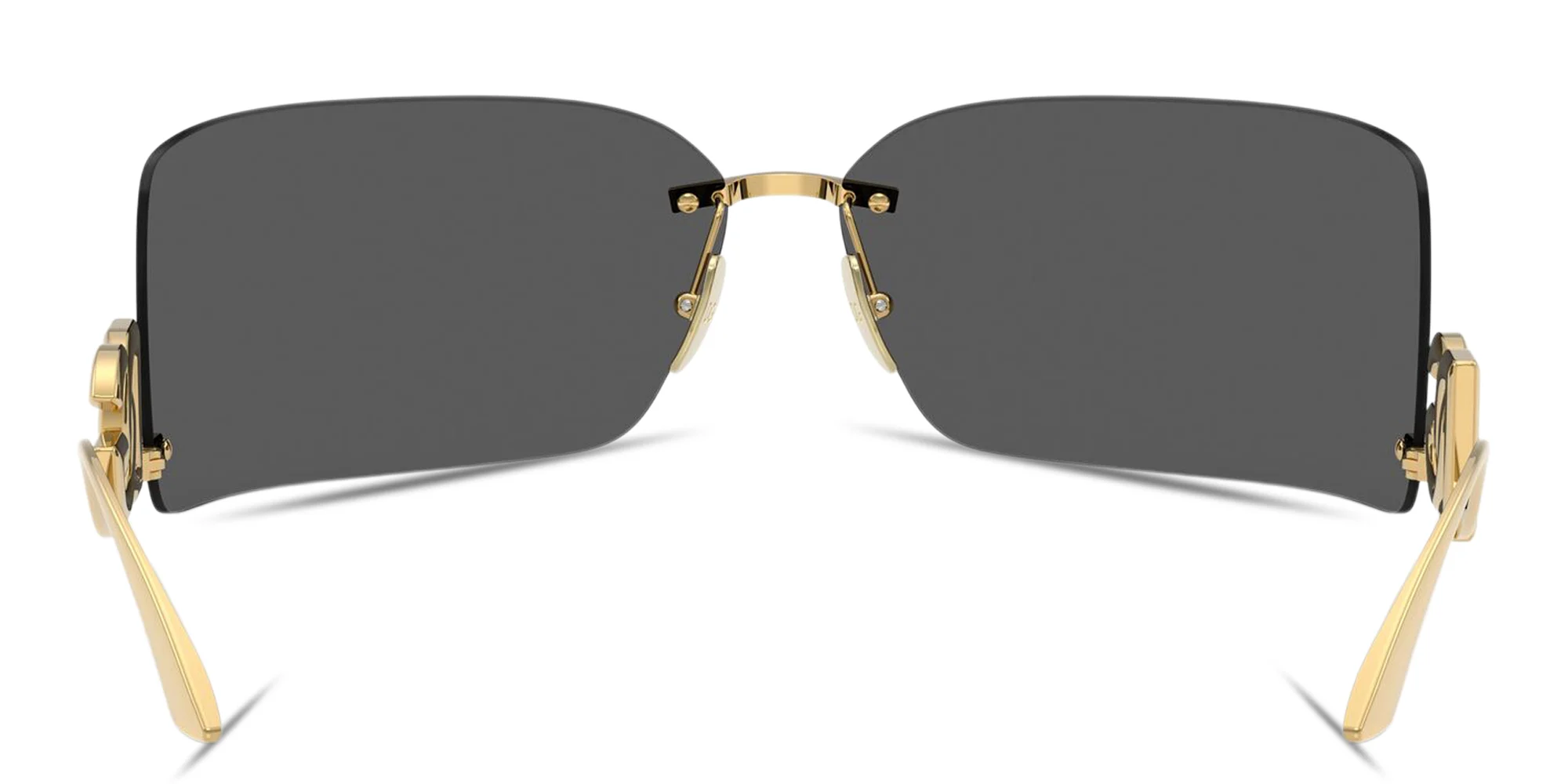 Shop Dolce & Gabbana DG Motif Wide Rimless Rectangle Sunglasses in Gold online.
