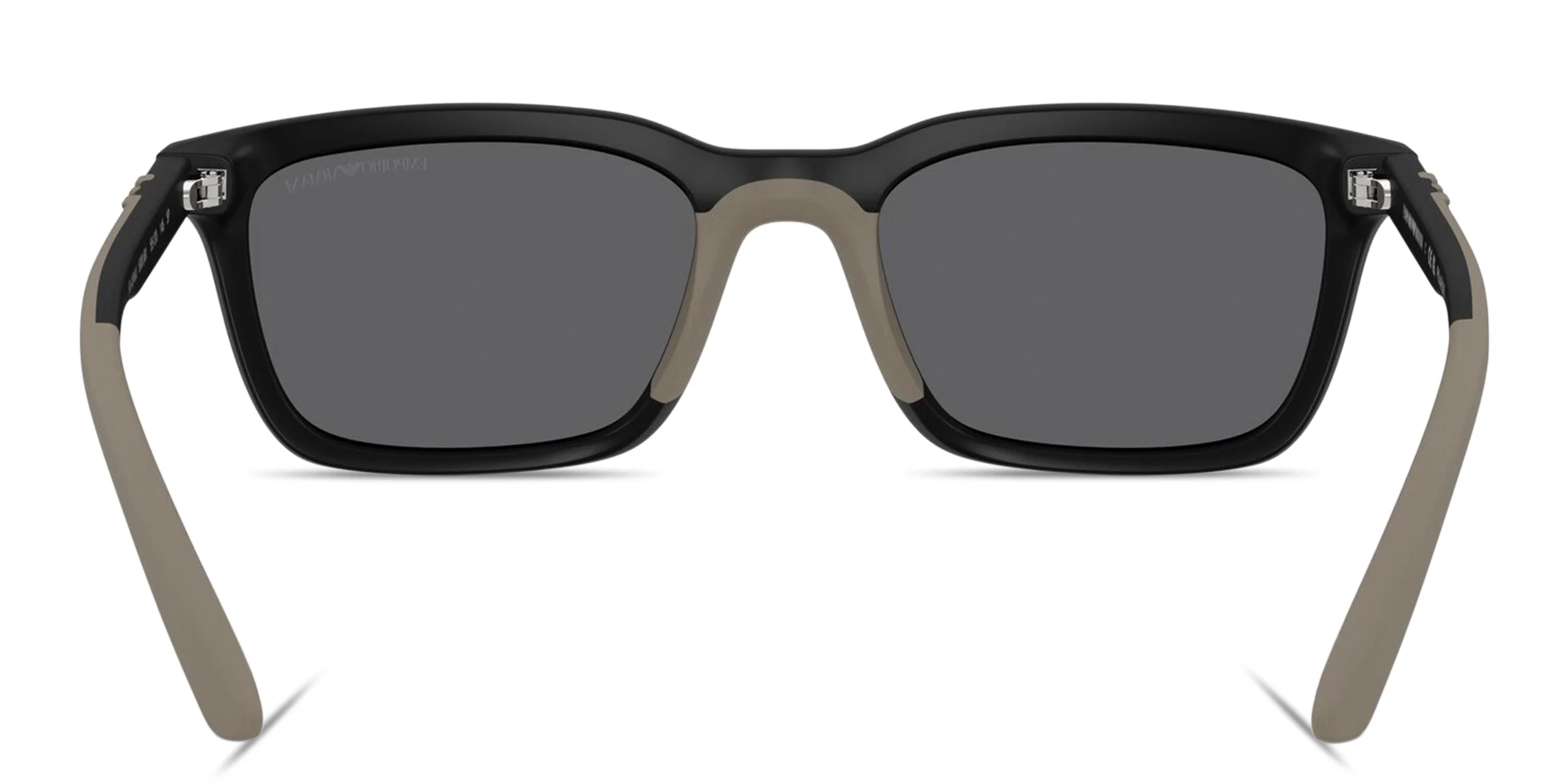 Shop Emporio Armani Eagle Logo Rectangle Sunglasses in Black online.