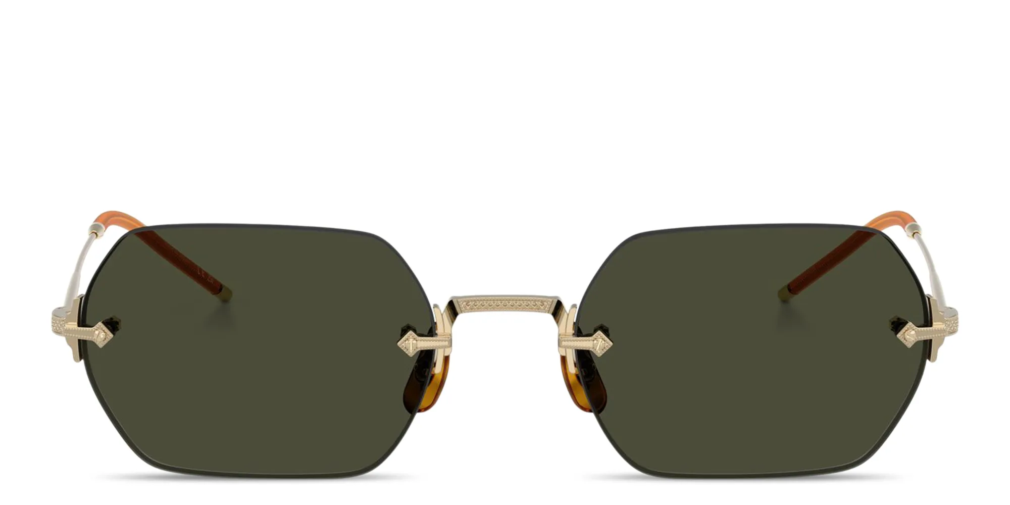 Shop OLIVER PEOPLES TK-13 Unisex Rimless Irregular Sunglasses in Gold online.