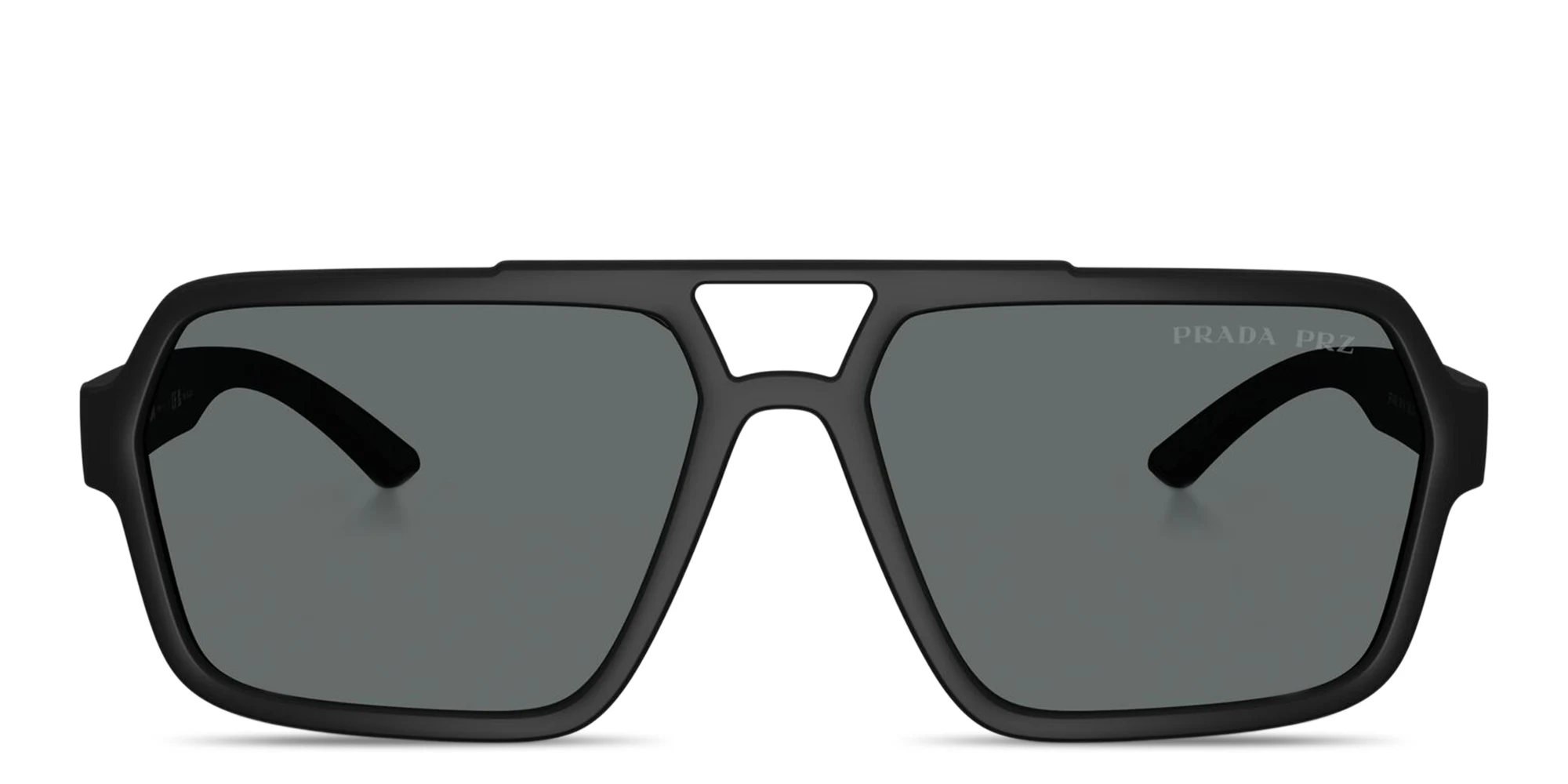 Shop Prada Linea Rossa Logo Signature Aviator Sunglasses in Black online.