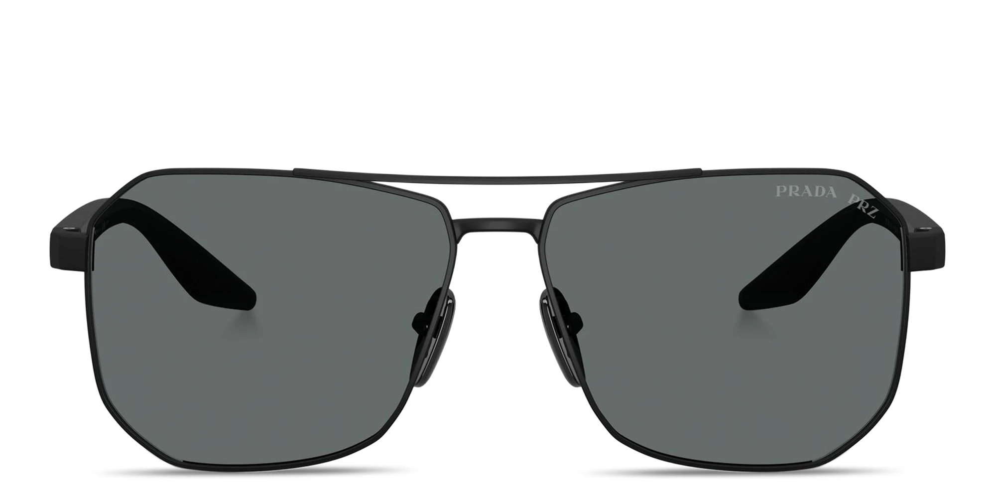 Shop Prada Linea Rossa Logo Signature Pilot Sunglasses in Black online.