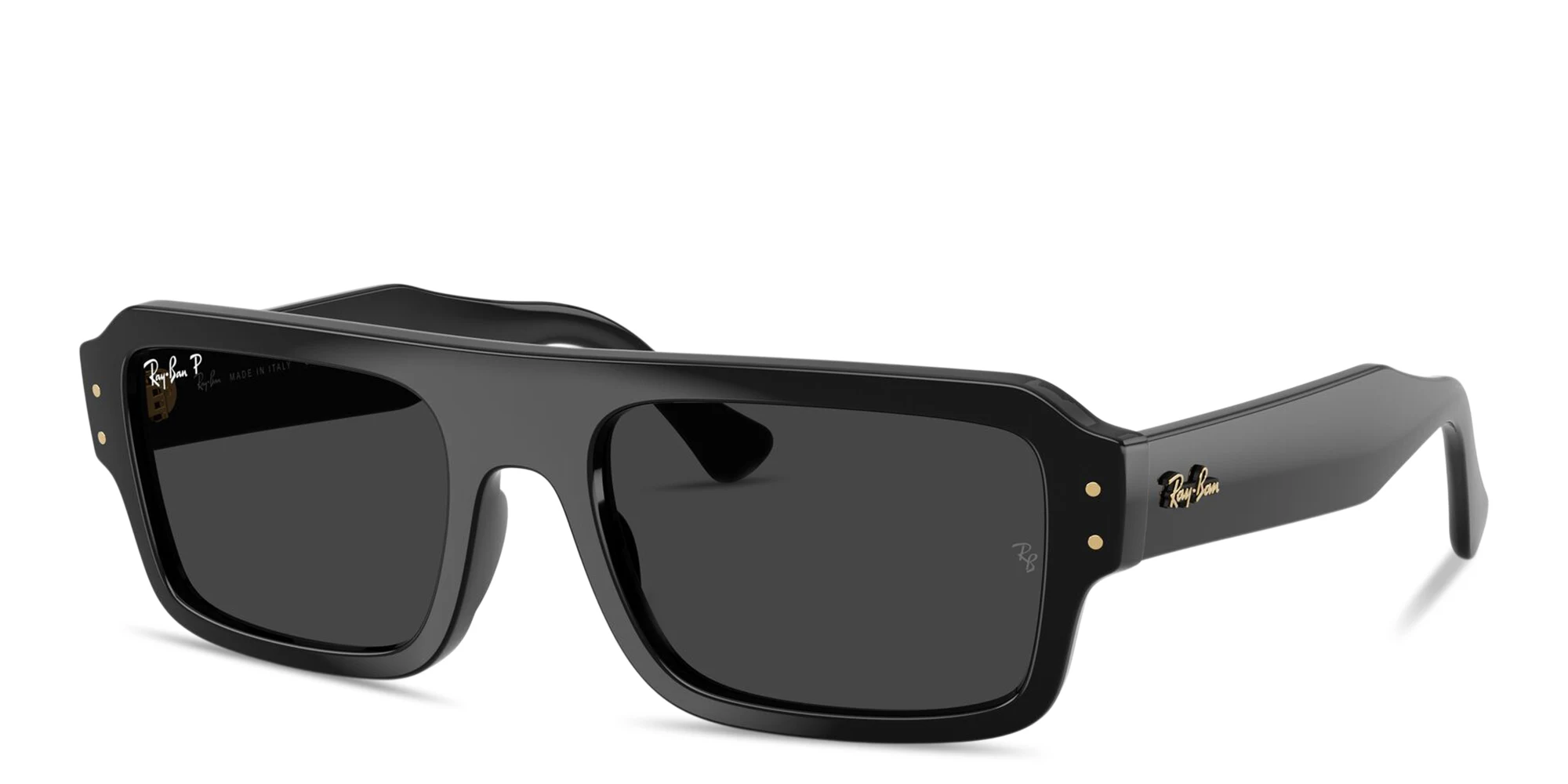 Shop Ray-Ban Lukas Unisex Rectangle Sunglasses in Black online.