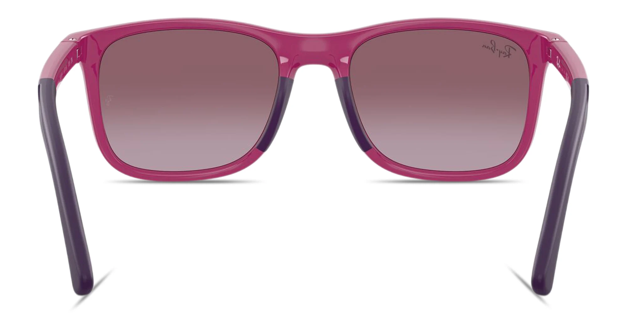 Shop Ray-Ban Junior Kids Square Sunglasses in Fuchsia On Violet online.