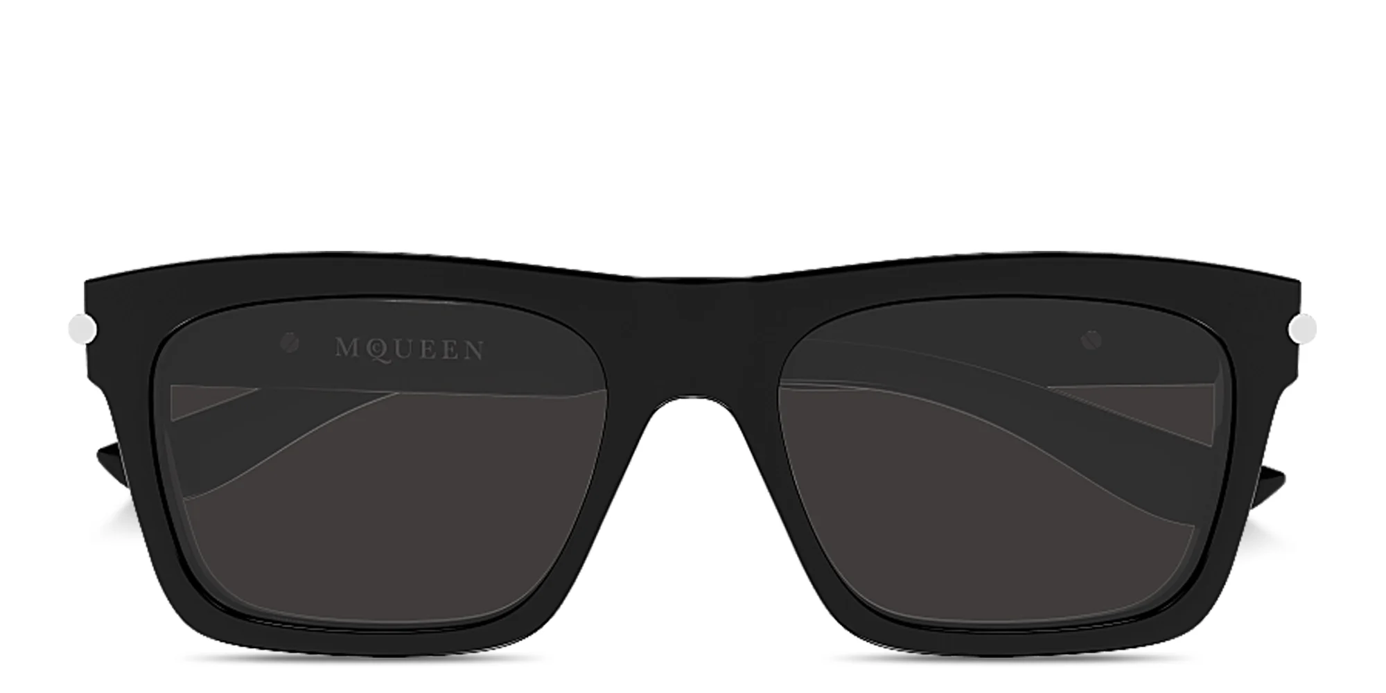 Shop Alexander McQueen Cross Bar Square Sunglasses in Black online.