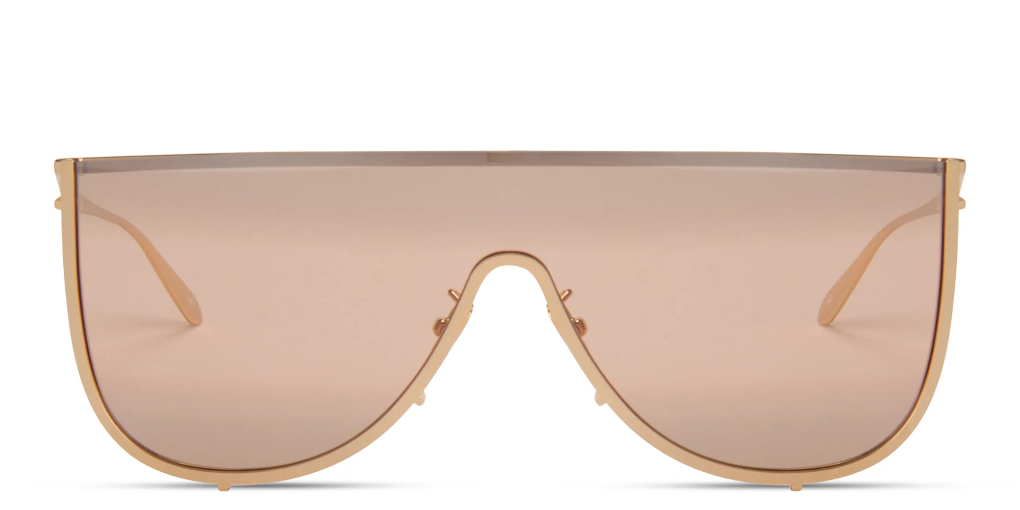 Shop ALAIA Bustier Wide Oversized Mask Sunglasses in Gold online.