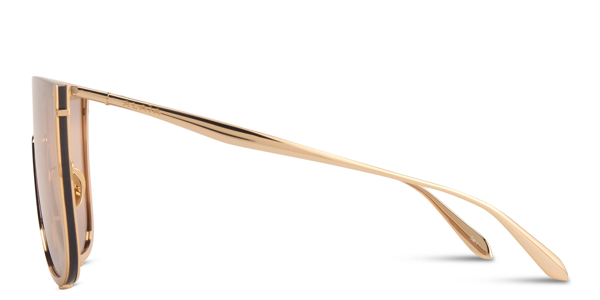 Shop ALAIA Bustier Wide Oversized Mask Sunglasses in Gold online.