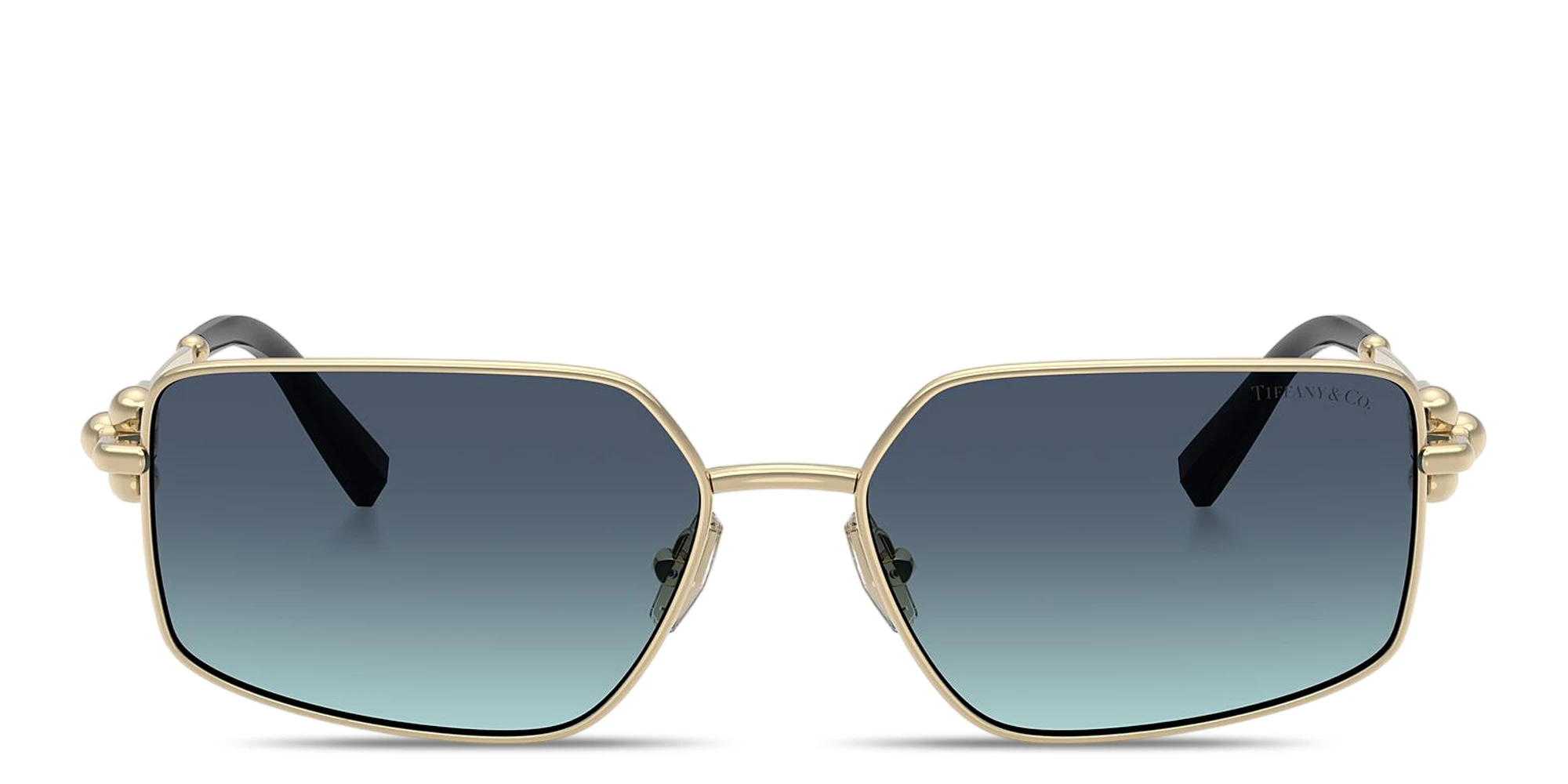 Shop TIFFANY Tiffany Hardwear Unisex Rectangle Sunglasses in Pale Gold online.